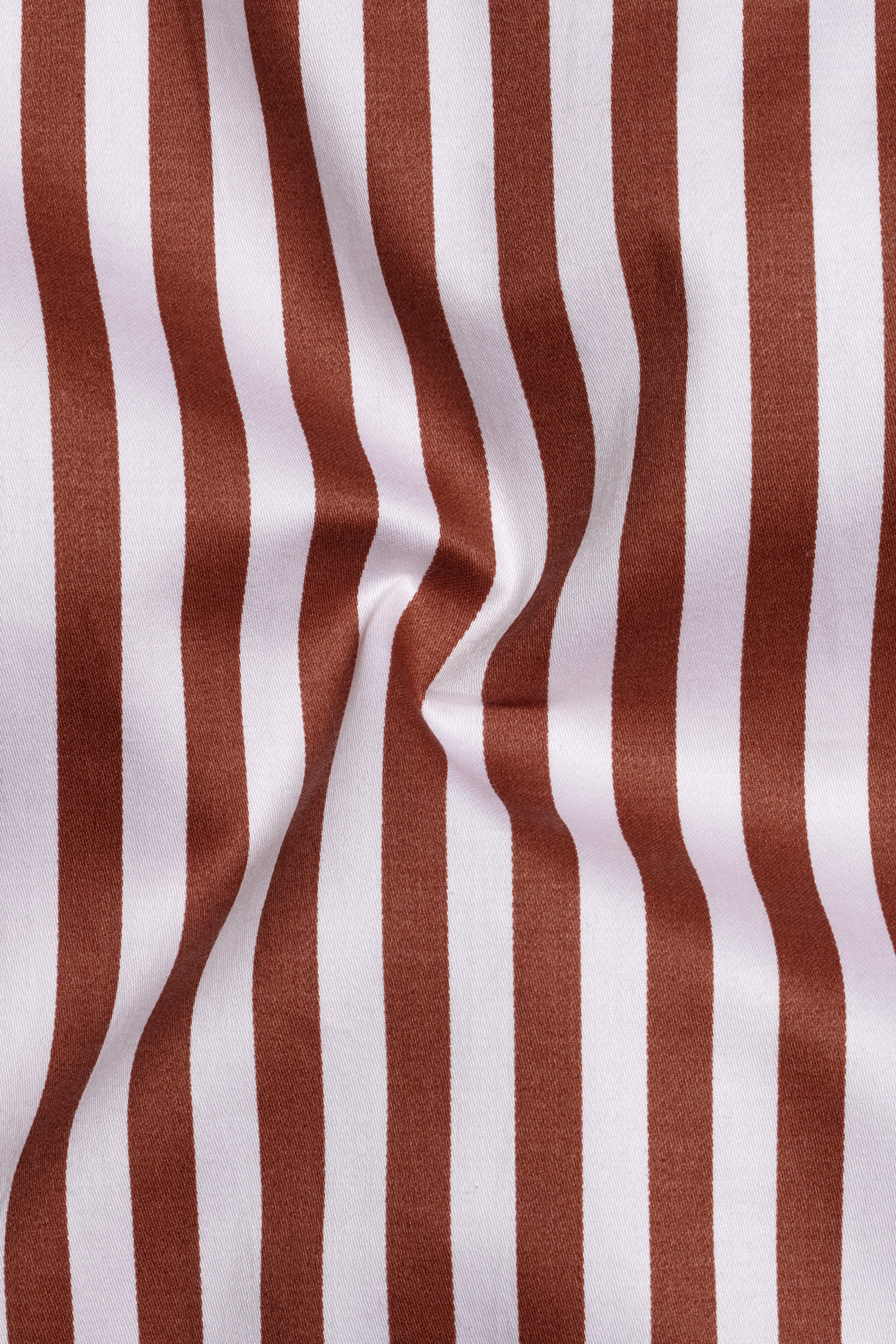 Brunoro-Ironstone Brown And Bright White Candy Striped Subtle Sheen Super Soft Premium Cotton Dress Shirt