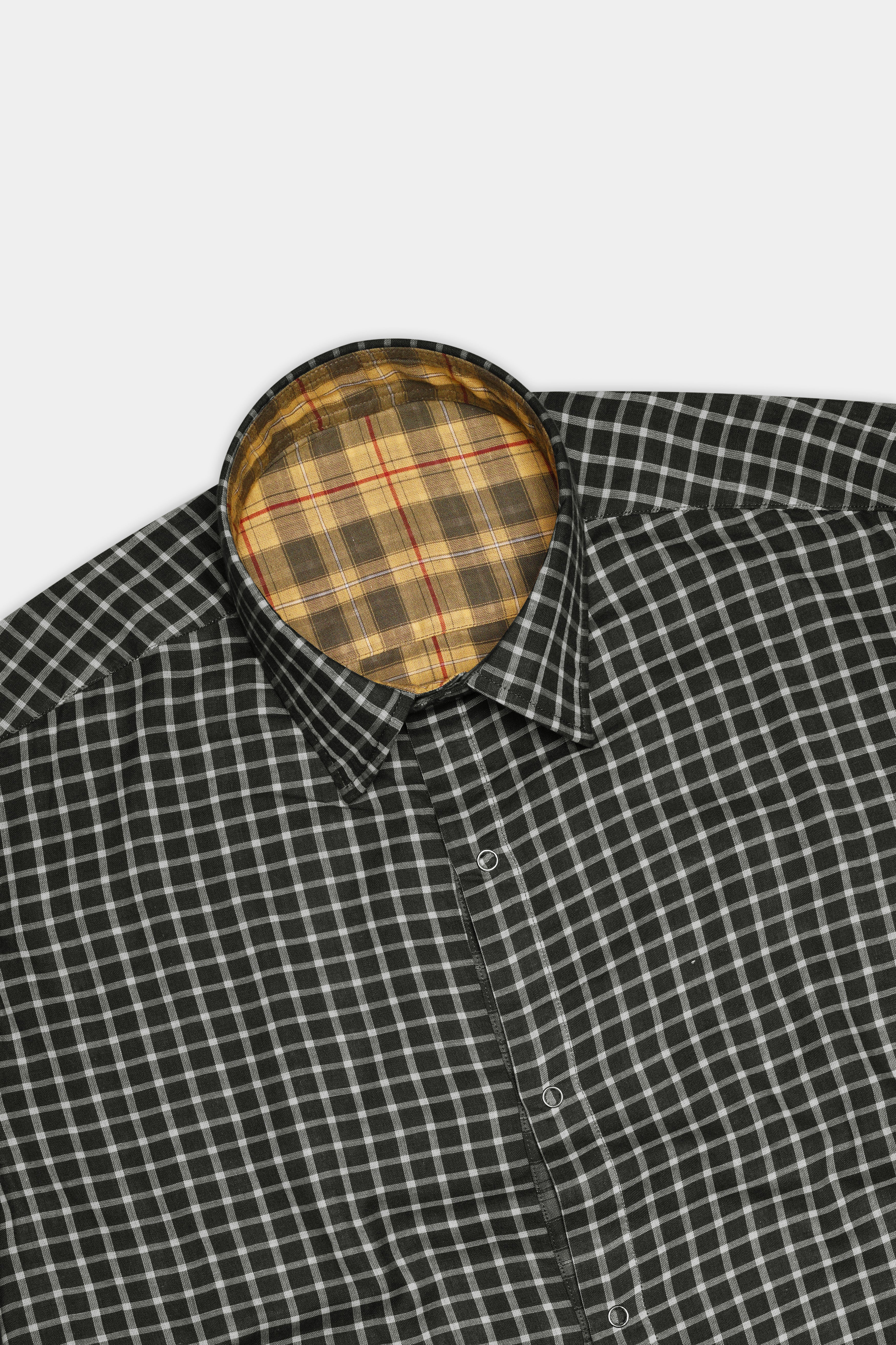 Revoro-Saffron Yellow And Zeus Green Premium Giza Cotton Reversible Shirt