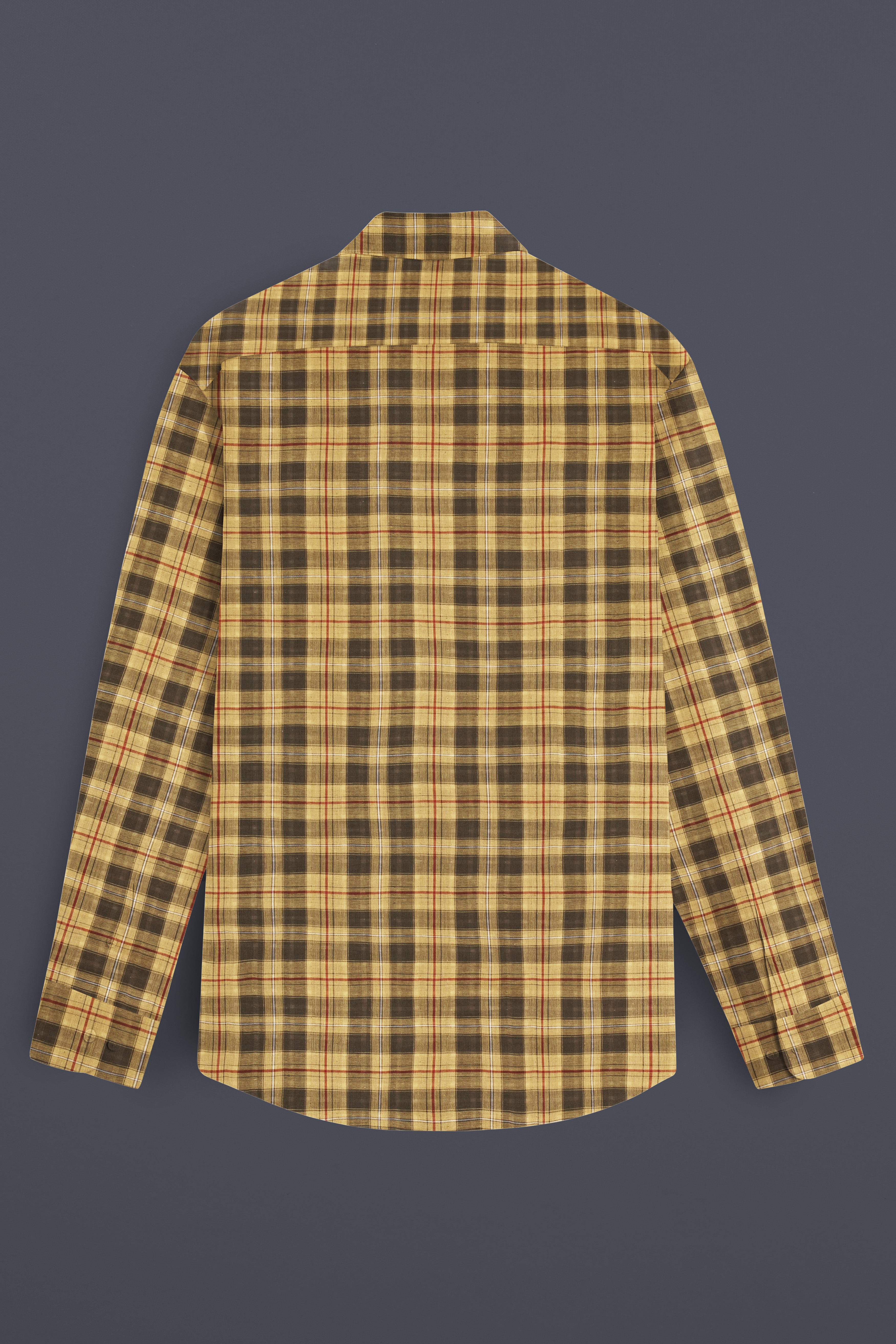 Revoro-Saffron Yellow And Zeus Green Premium Giza Cotton Reversible Shirt