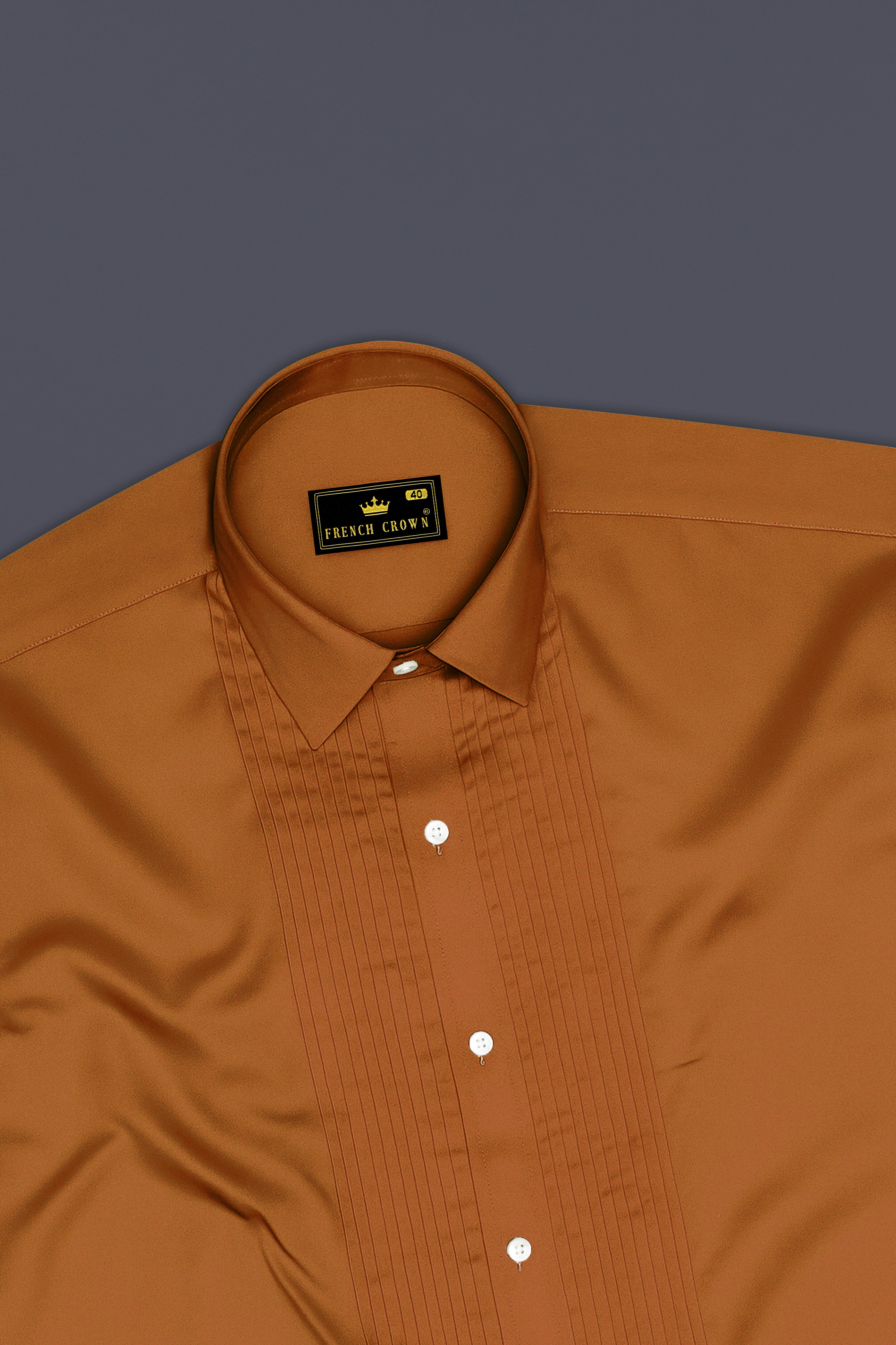 Lustran-Sienna Brown Subtle Sheen Super Soft Premium Cotton Tuxedo Shirt