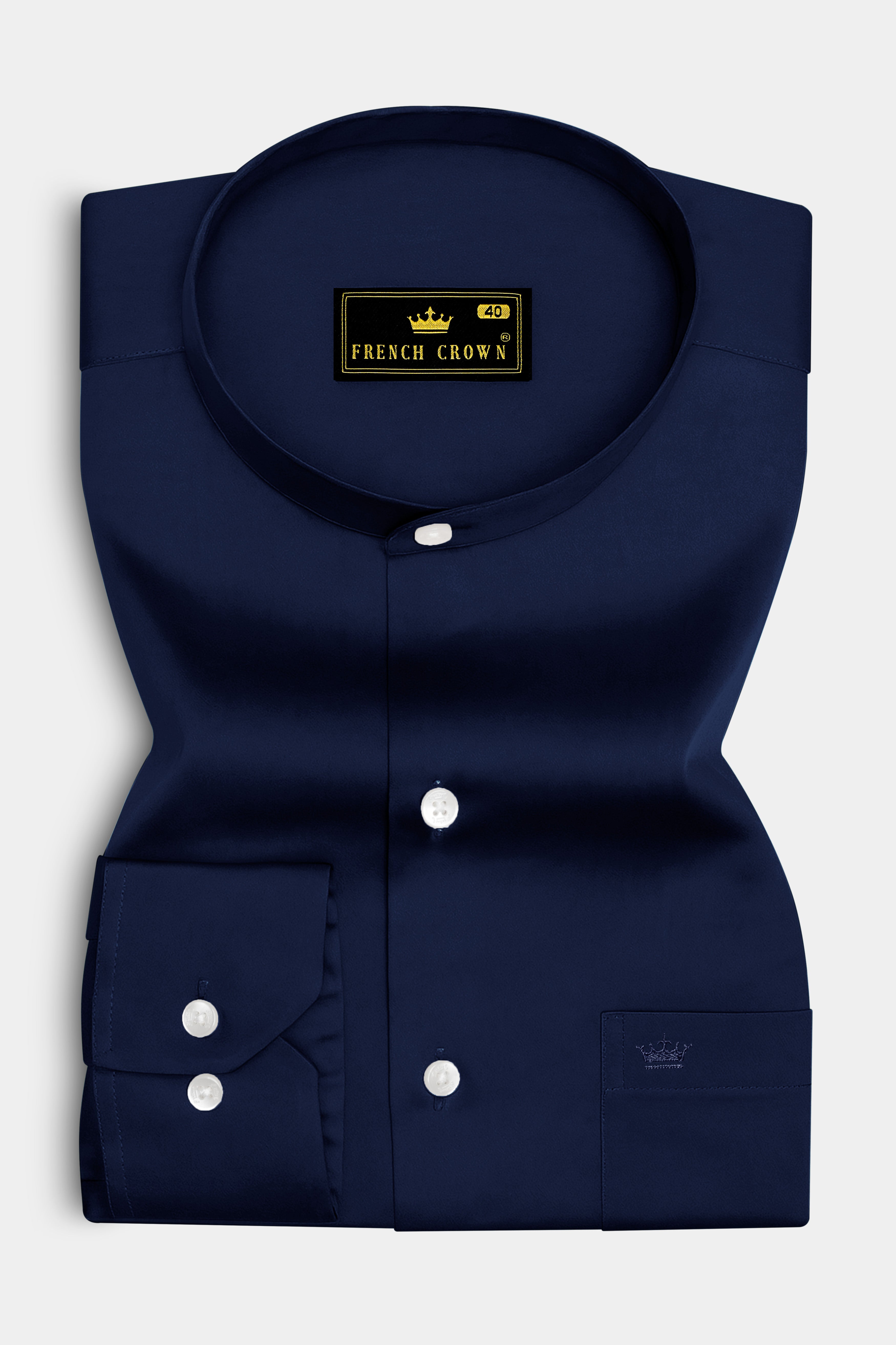 Bluvoro-Mirage Blue Subtle Sheen Super Soft Premium Cotton Mandarin Shirt