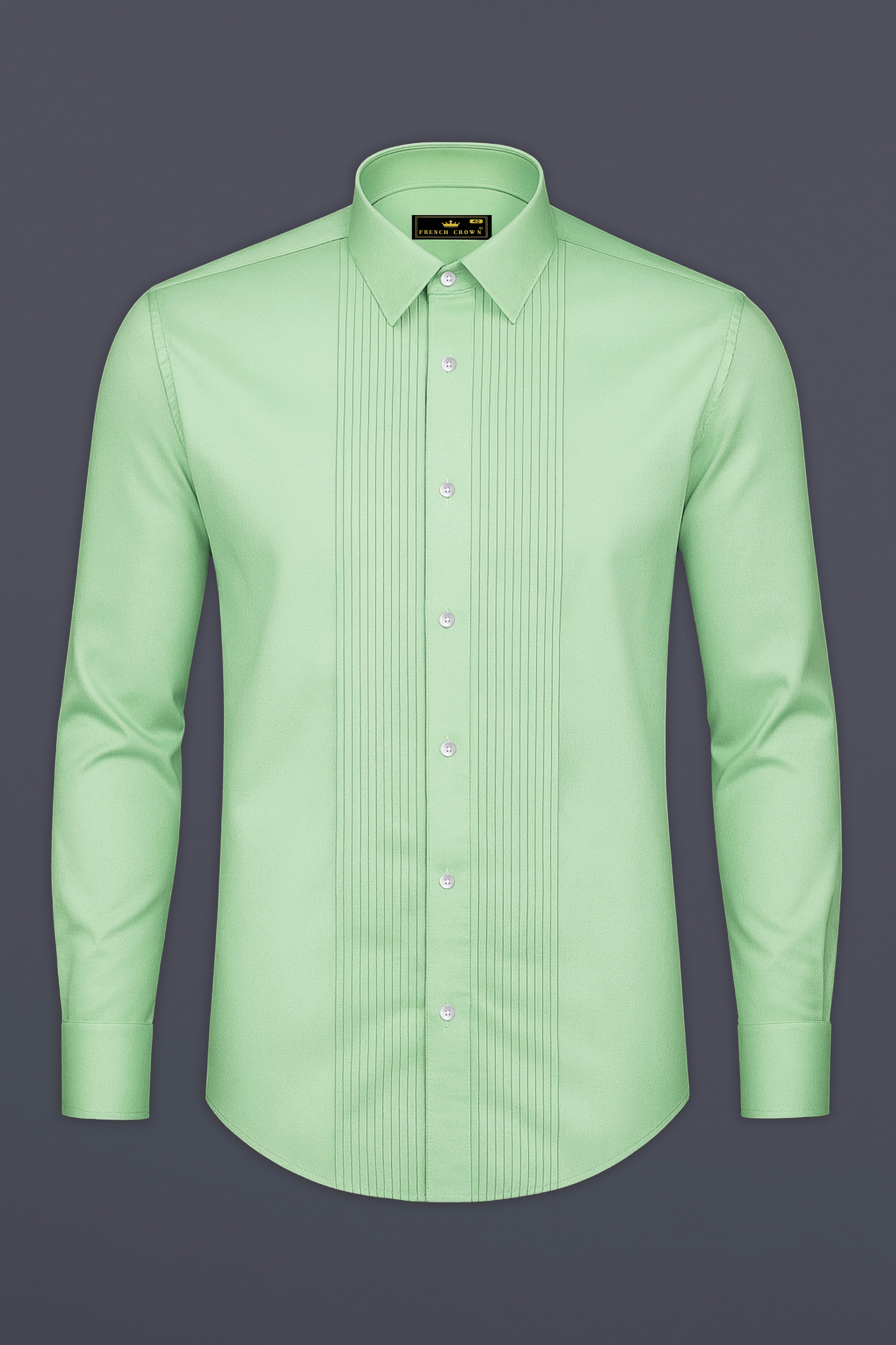 Verdoro-Oxley Green Subtle Sheen Super Soft Premium Cotton Tuxedo Shirt