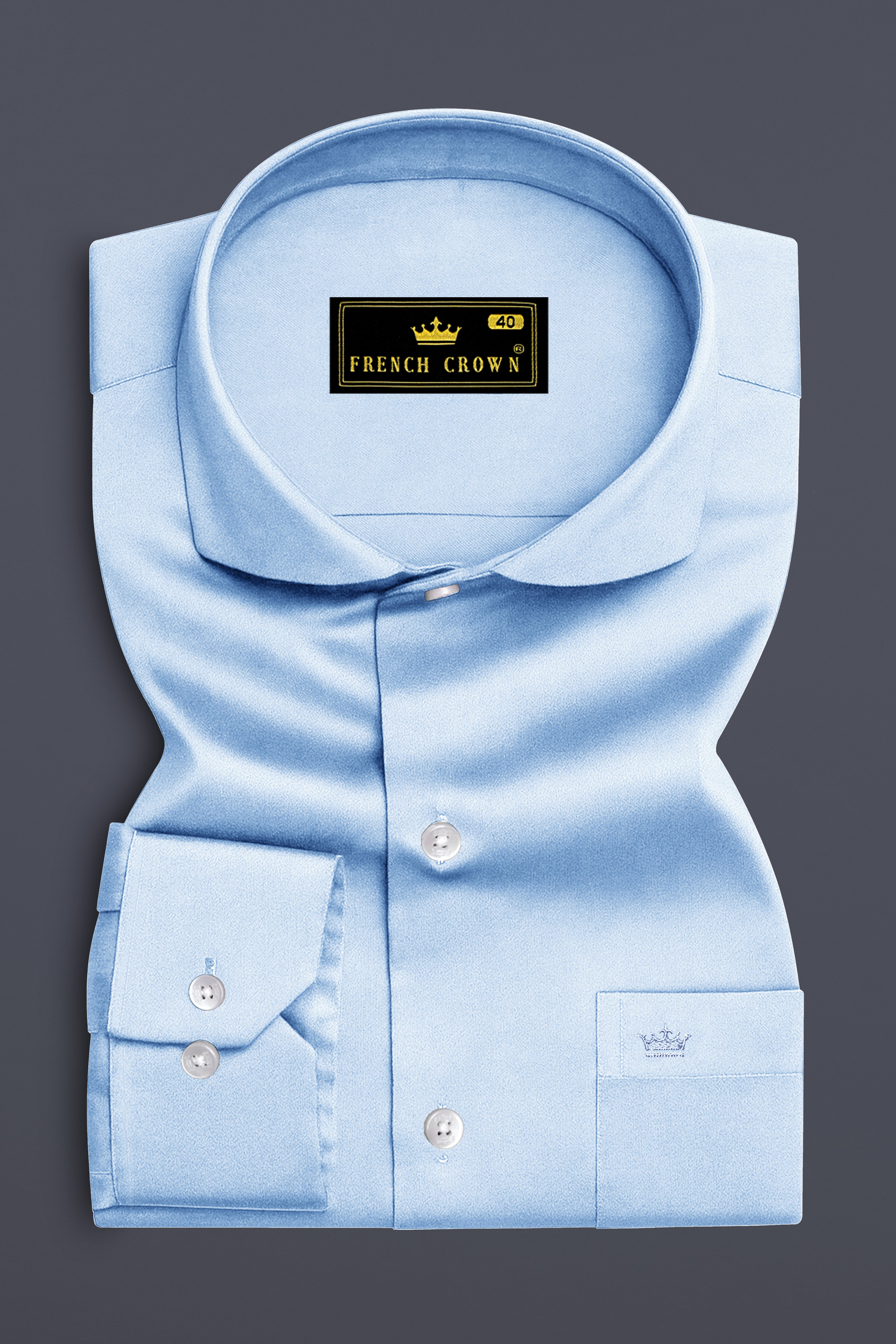 Bluessenza-Cornflower Blue Subtle Sheen Super Soft Premium Cotton Cut Away Collar Dress Shirt