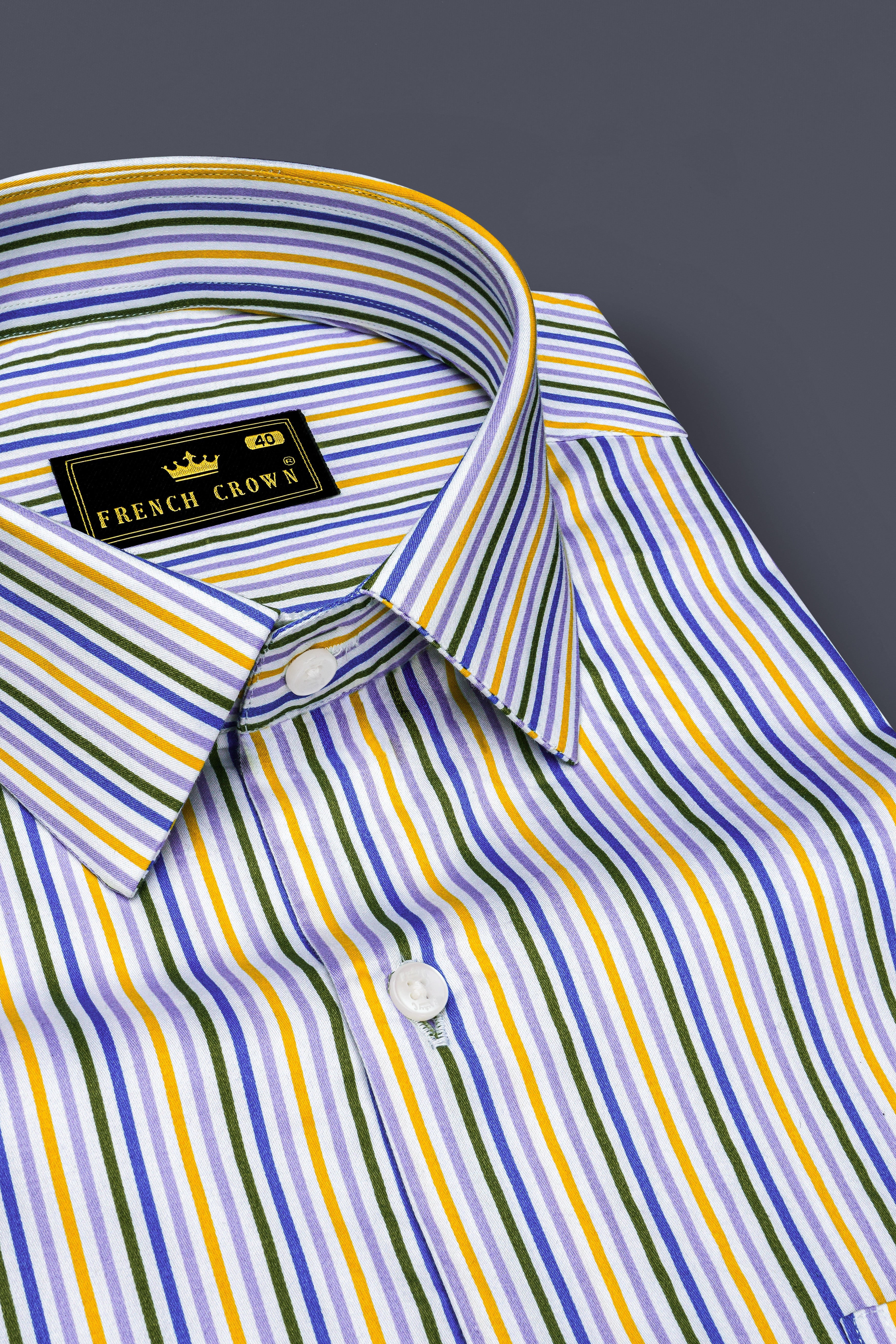 Purvoro-Casper Purple Aradonis Multicolour Striped Subtle Sheen Super Soft Premium Cotton Dress Shirt