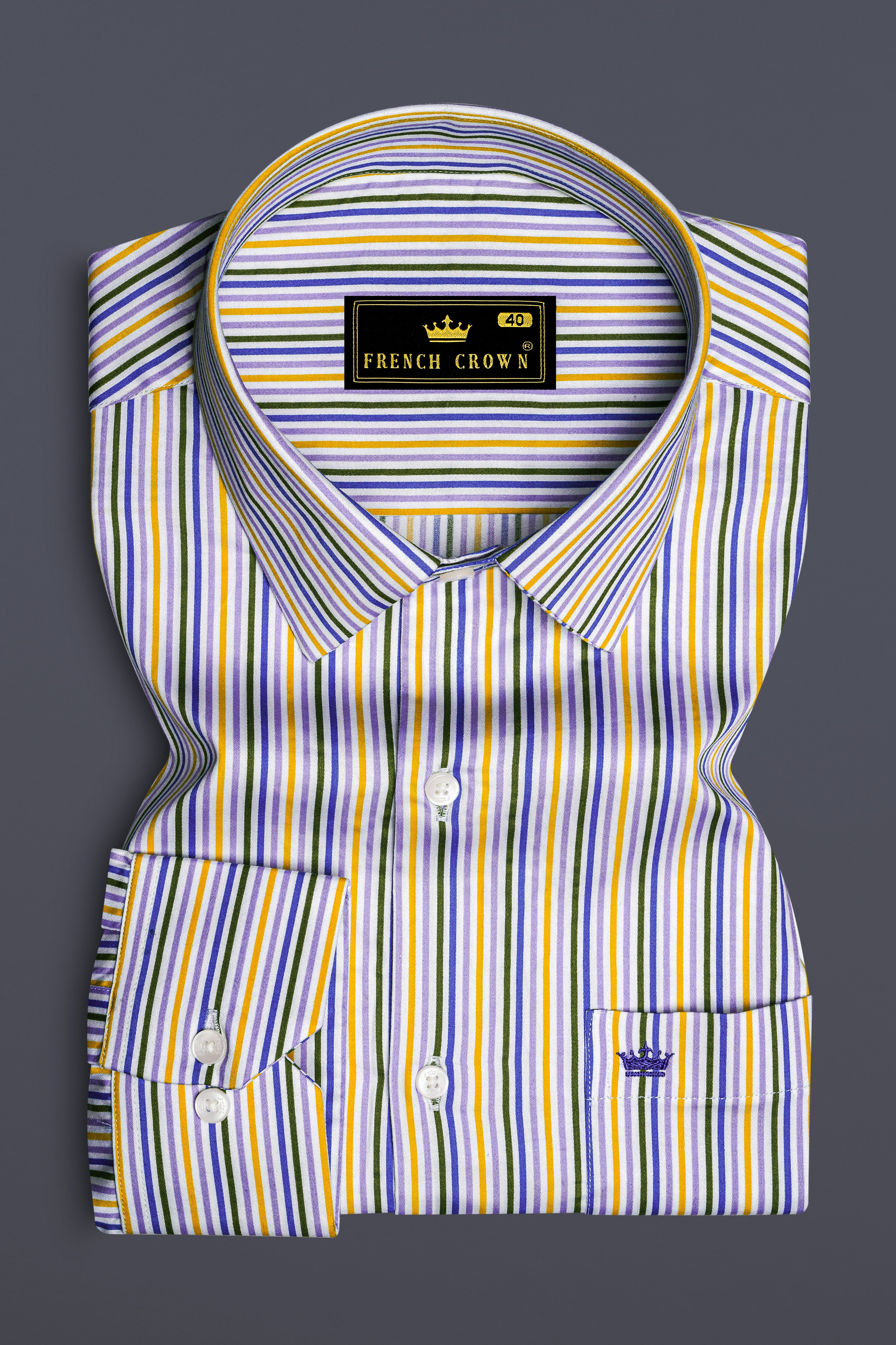 Purvoro-Casper Purple Aradonis Multicolour Striped Subtle Sheen Super Soft Premium Cotton Dress Shirt