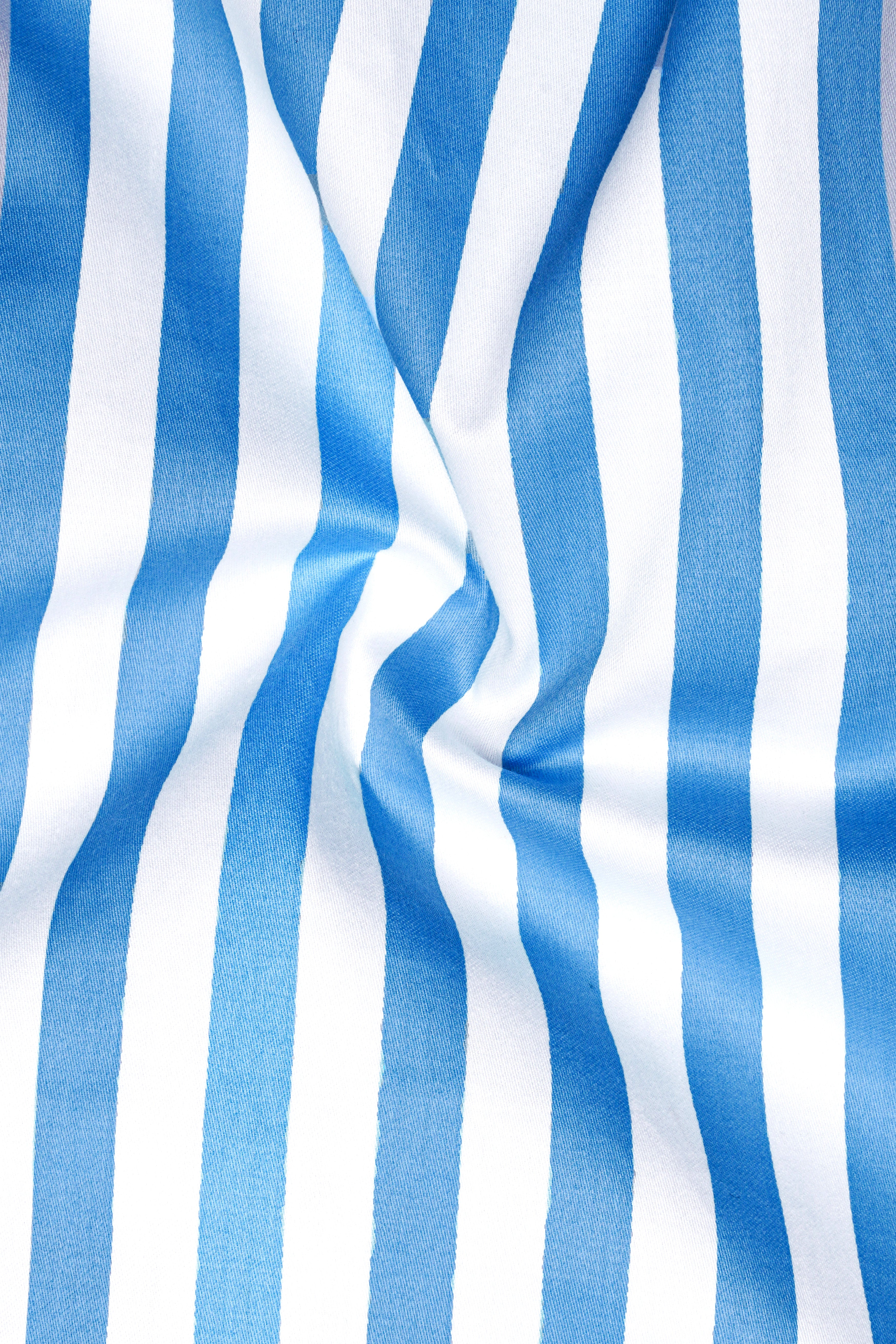 Aurecel-Celestial Blue And Bright White Awning Striped Super Soft Premium Cotton Formal White Cuff Collar Shirt