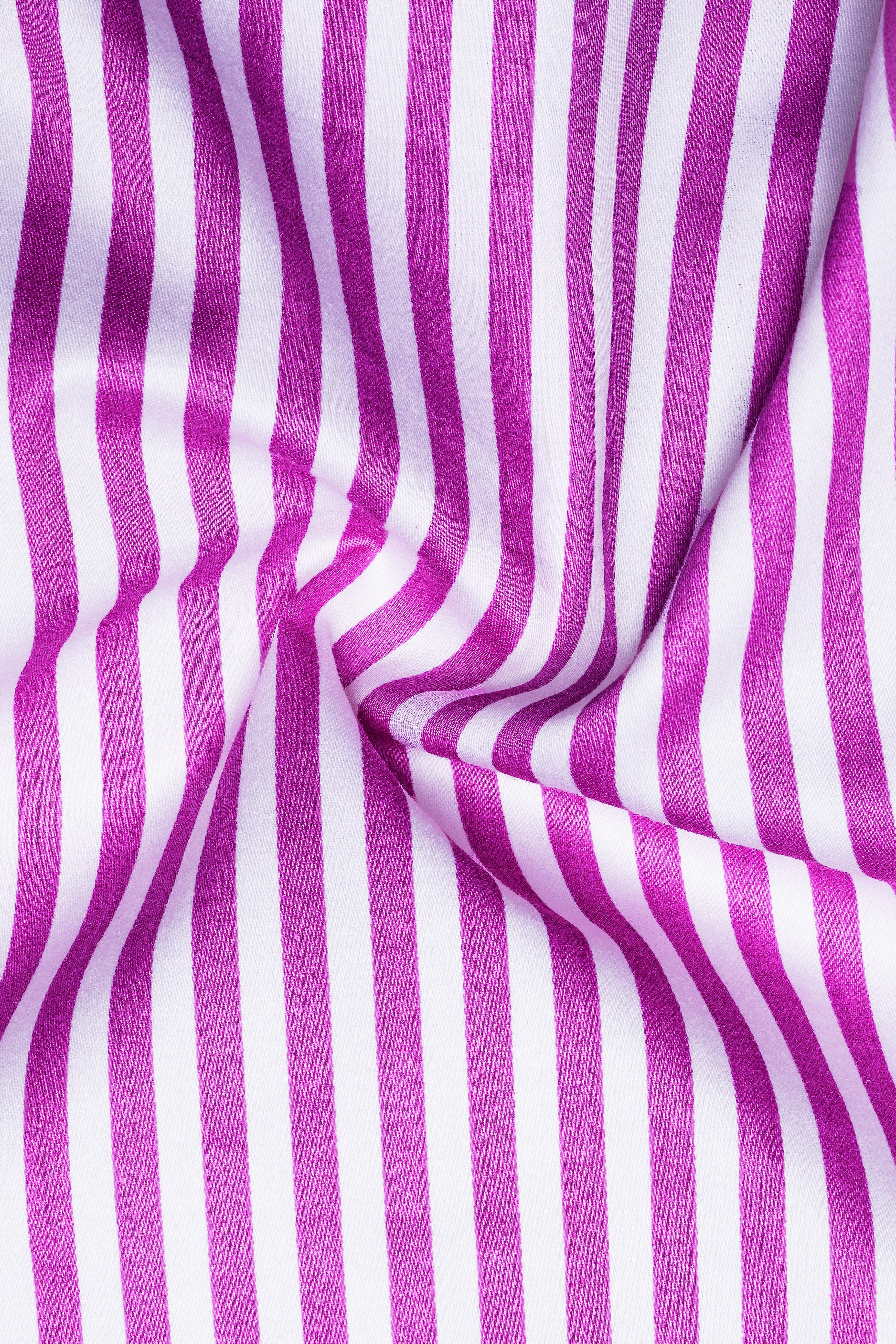 Rosavon-Purplish Pink And Bright White Candy Striped Super Soft Premium Cotton Dress Shirt