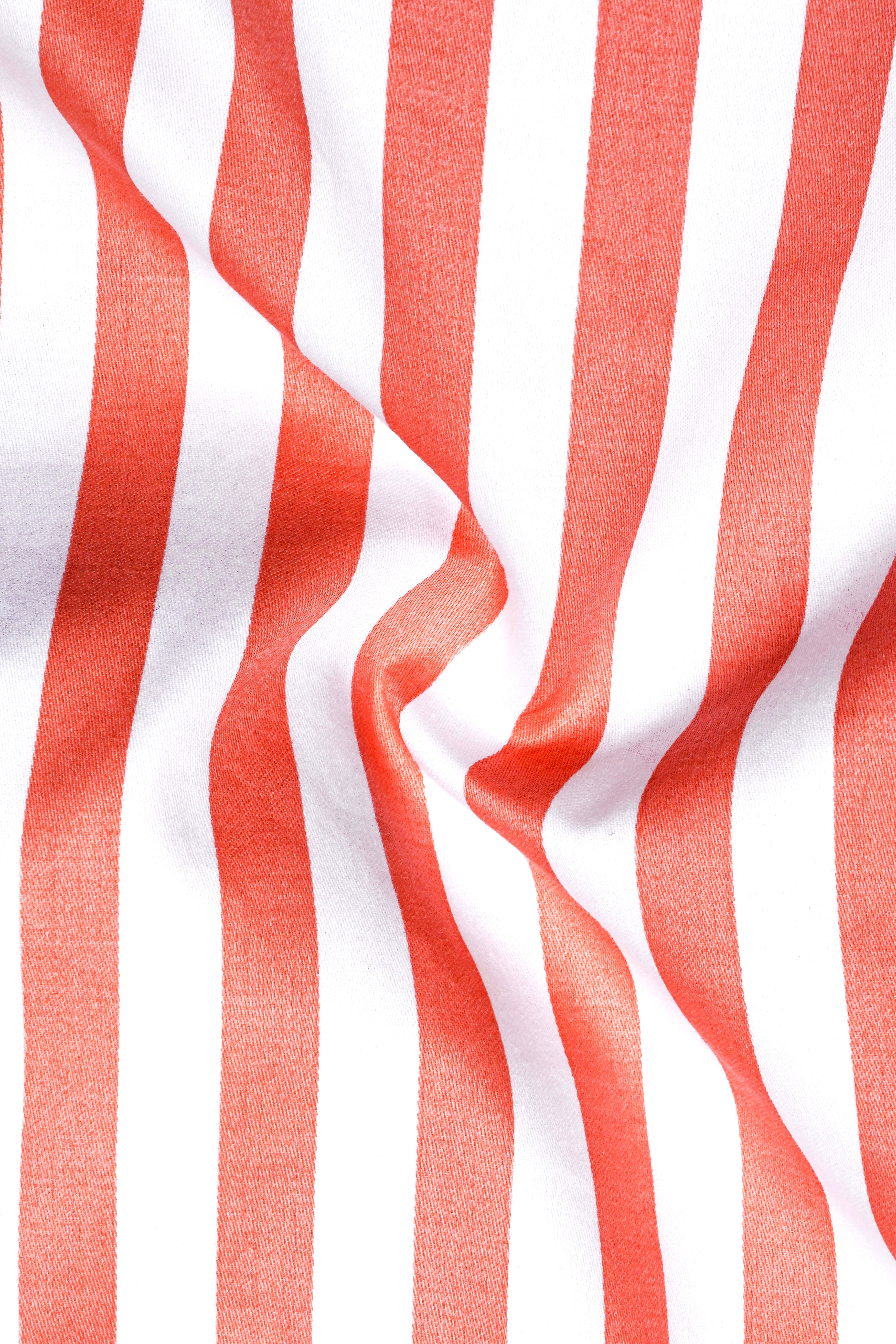 Strivaro-Apricot Peach And Bright White Awning Striped Super Soft Premium Cotton Formal White Cuff Collar Shirt