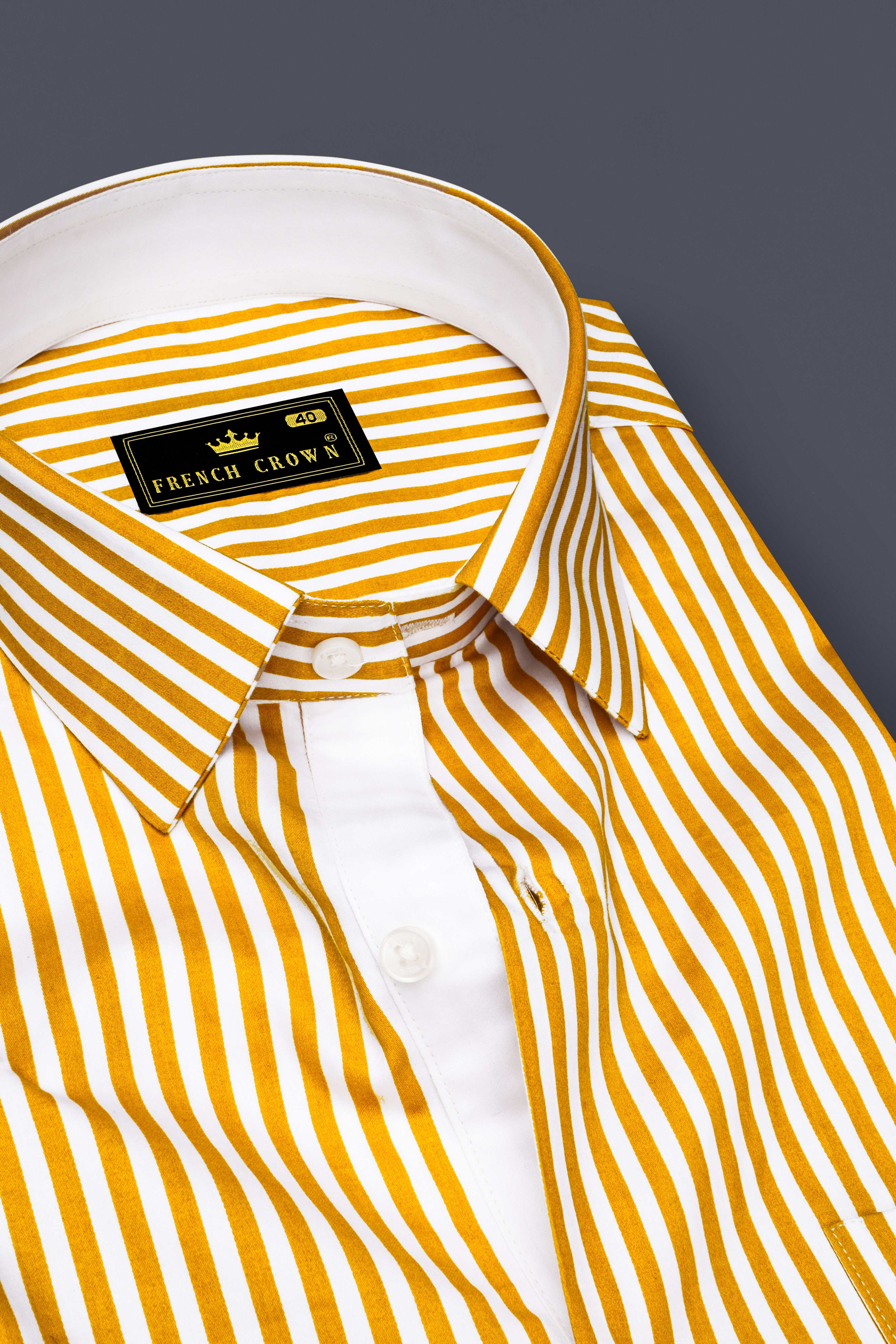 Solaro-Sunshade Yellow And Bright White Candy Striped Super Soft Premium Cotton Dress Shirt