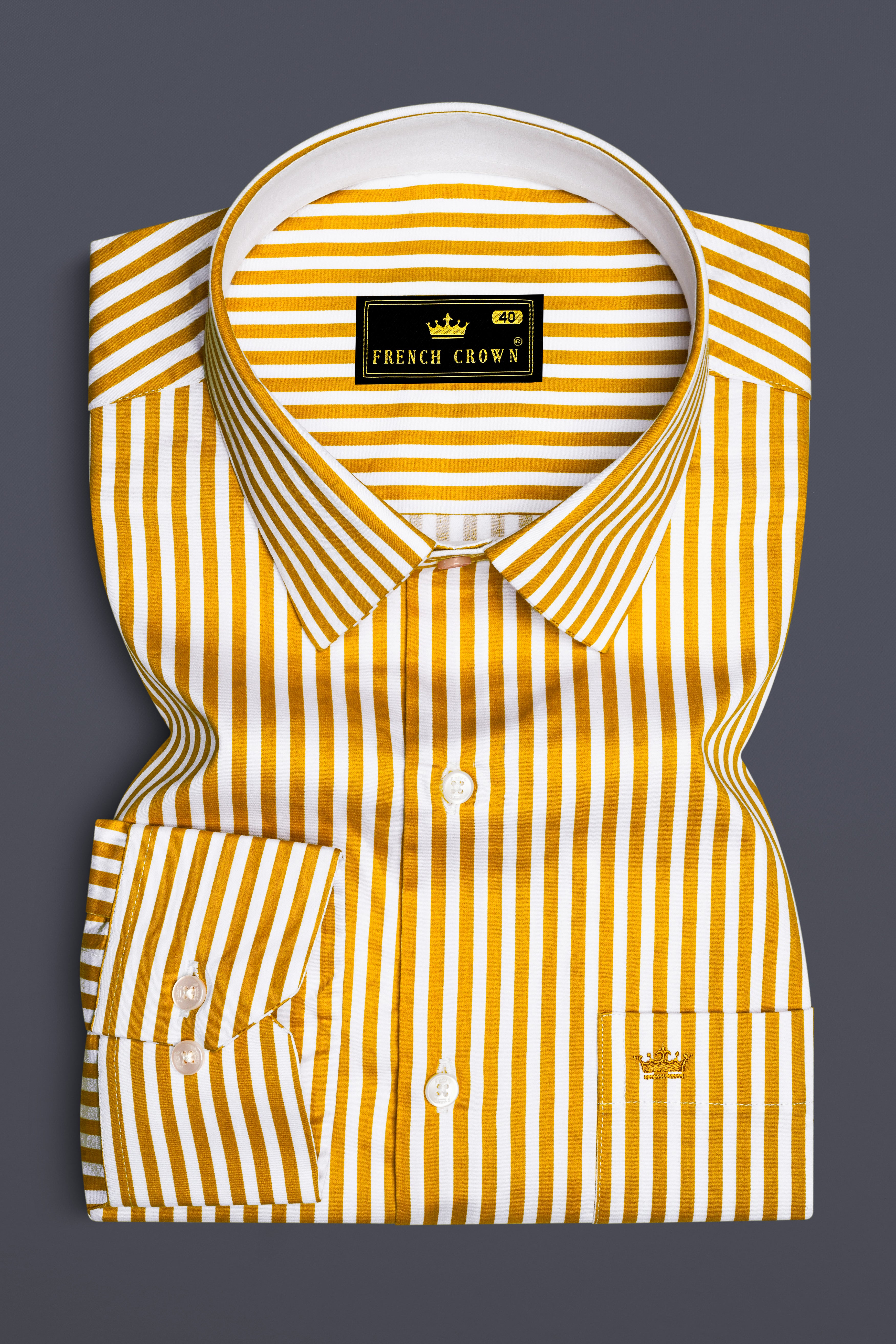 Solaro-Sunshade Yellow And Bright White Candy Striped Super Soft Premium Cotton Dress Shirt