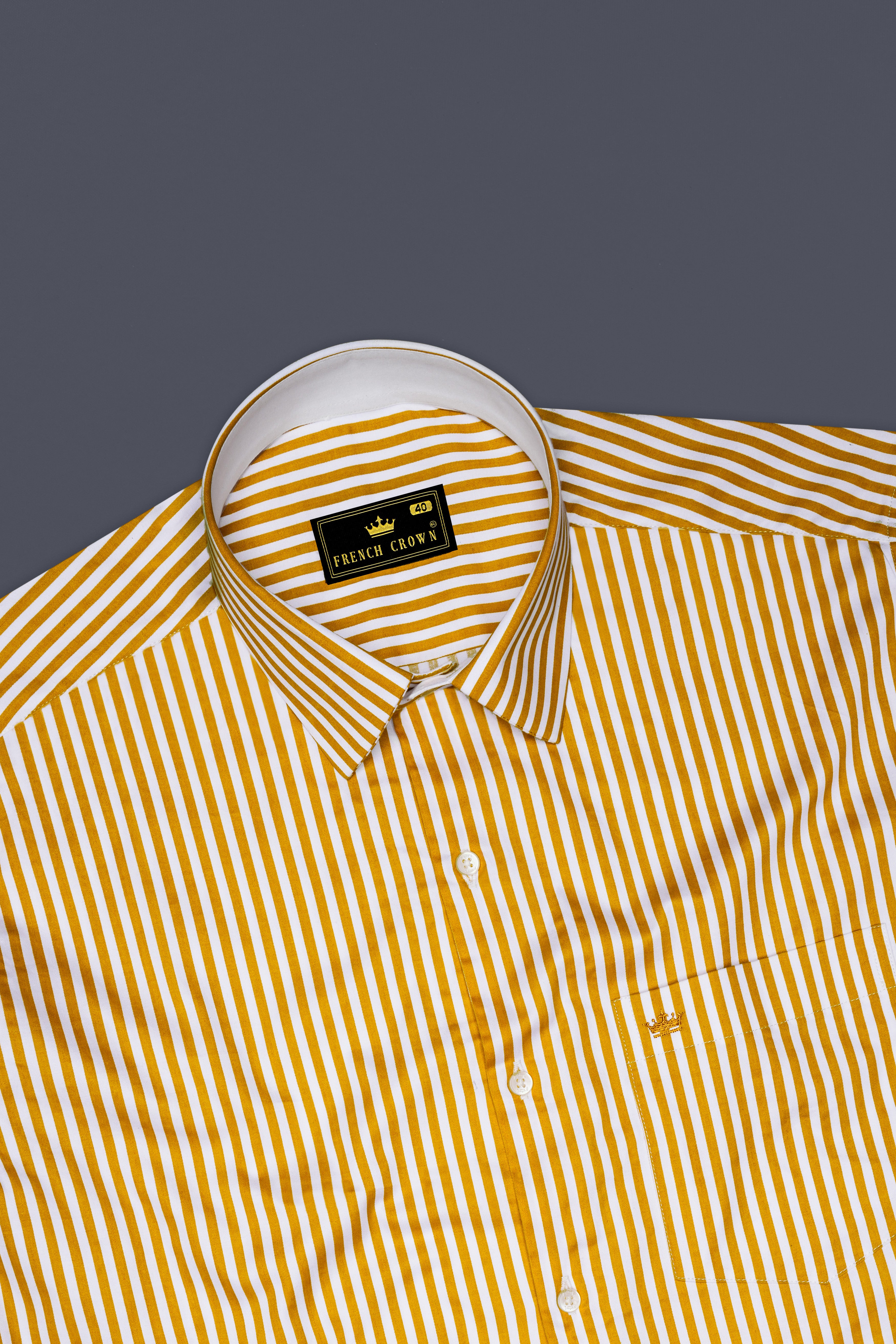 Solaro-Sunshade Yellow And Bright White Candy Striped Super Soft Premium Cotton Dress Shirt