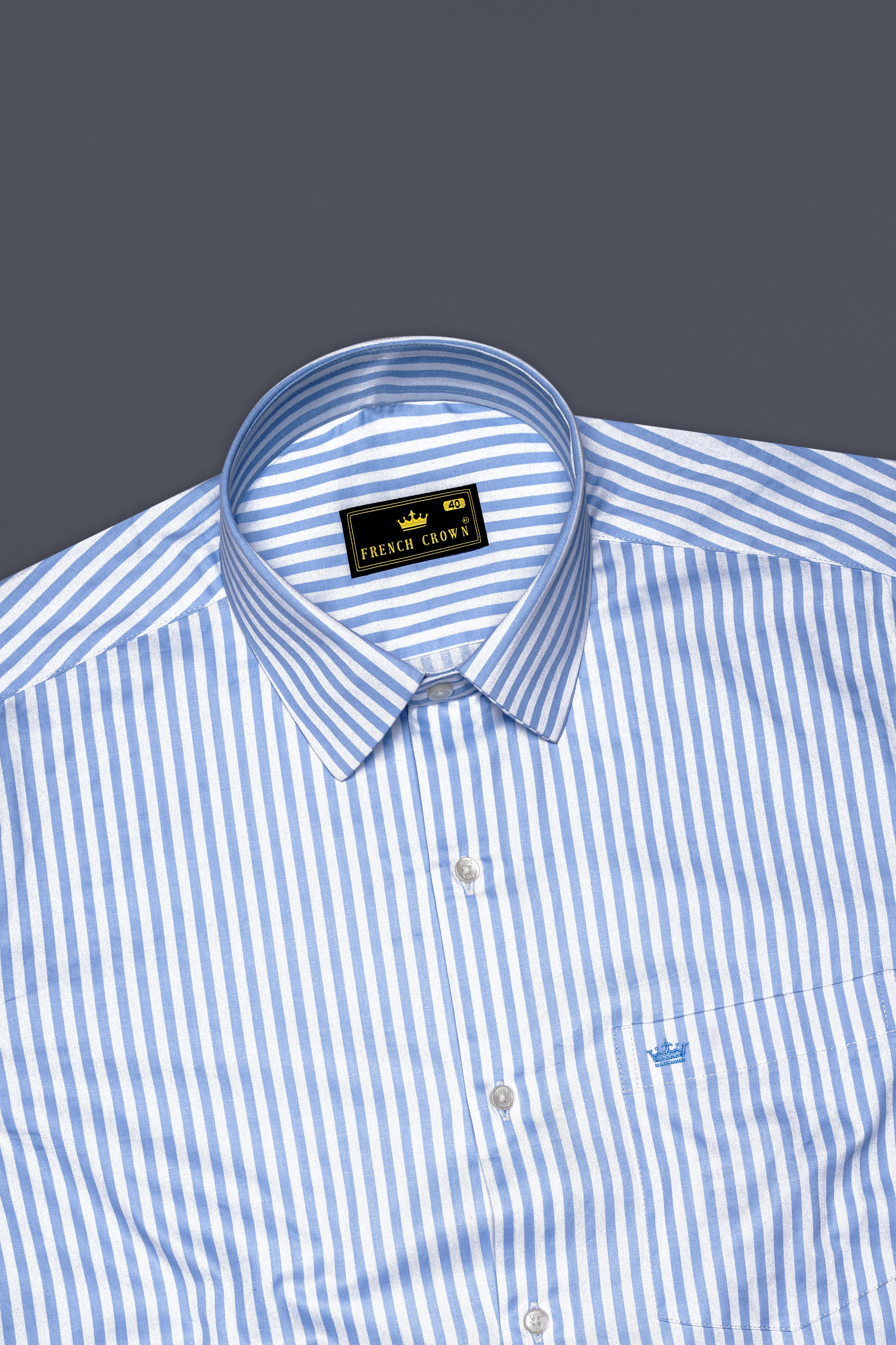 Ceruloro-Glacier Blue And Bright White Candy Striped Subtle Sheen Super Soft Premium Cotton Dress Shirt