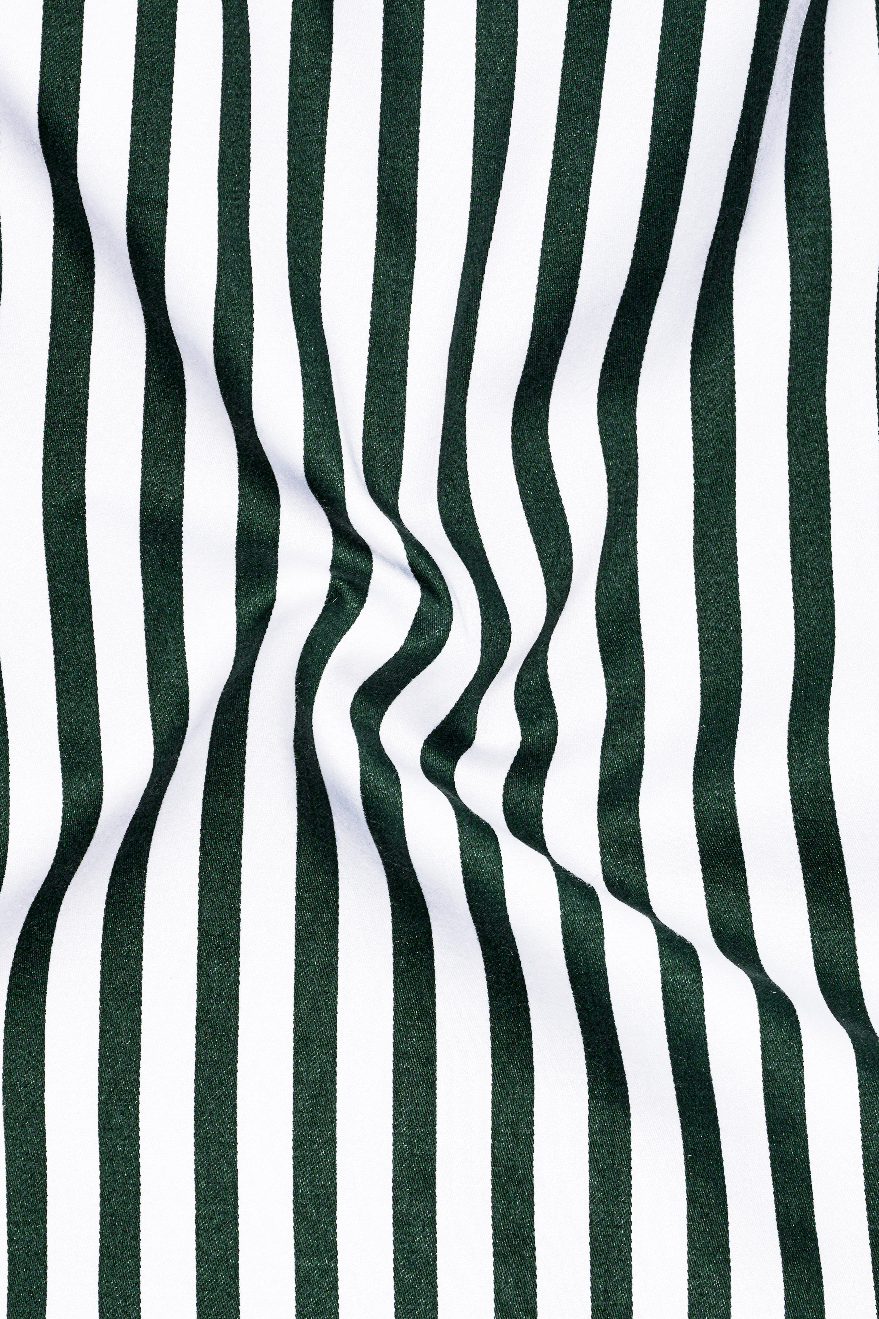Thalvoro-Phthalo Green And Bright White Candy Striped Super Soft Premium Cotton Formal White Cuff Collar Shirt