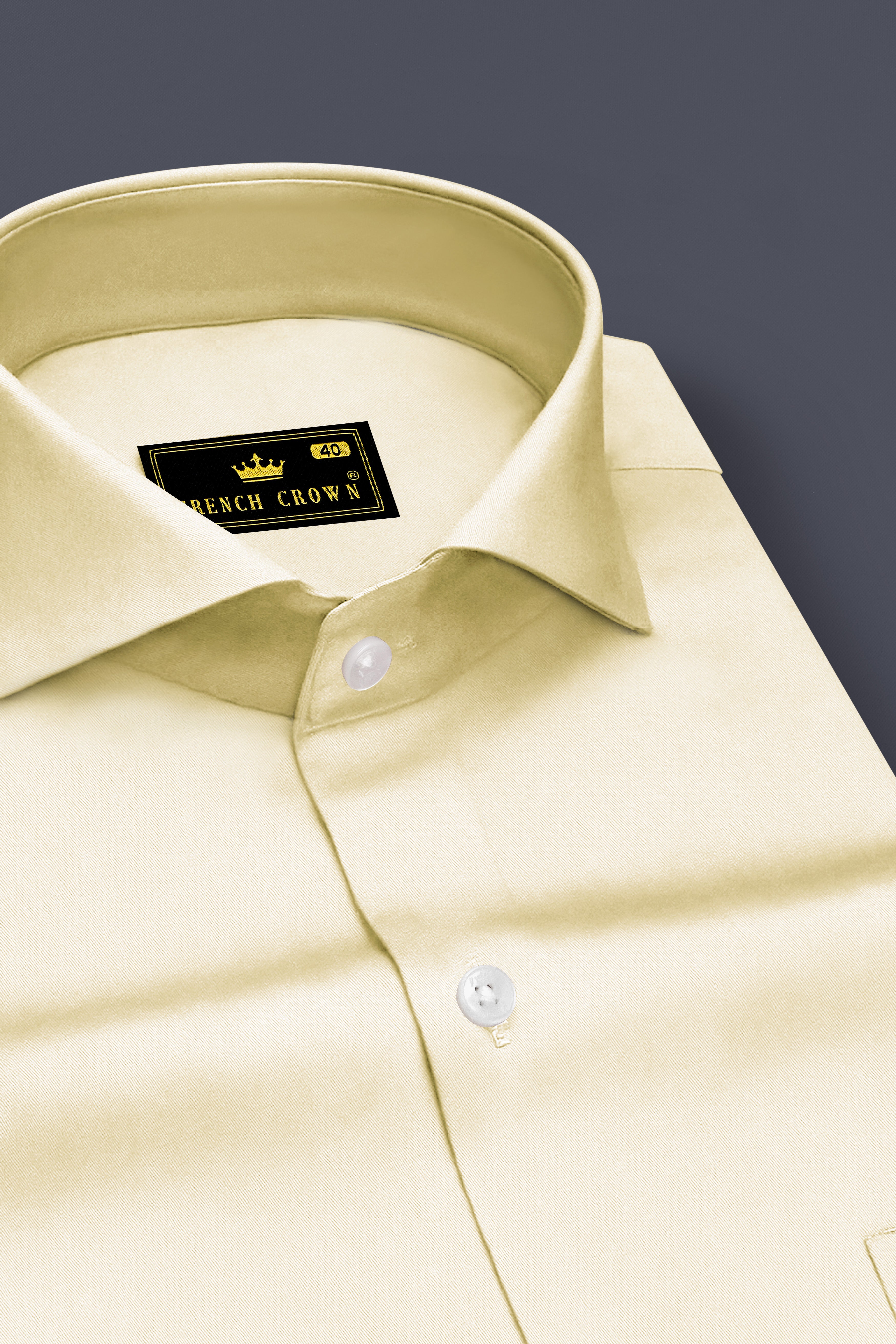 Aurewheat-Wheatfield Cream Subtle Sheen Super Soft Premium Cotton Cut Away Collar Dress Shirt