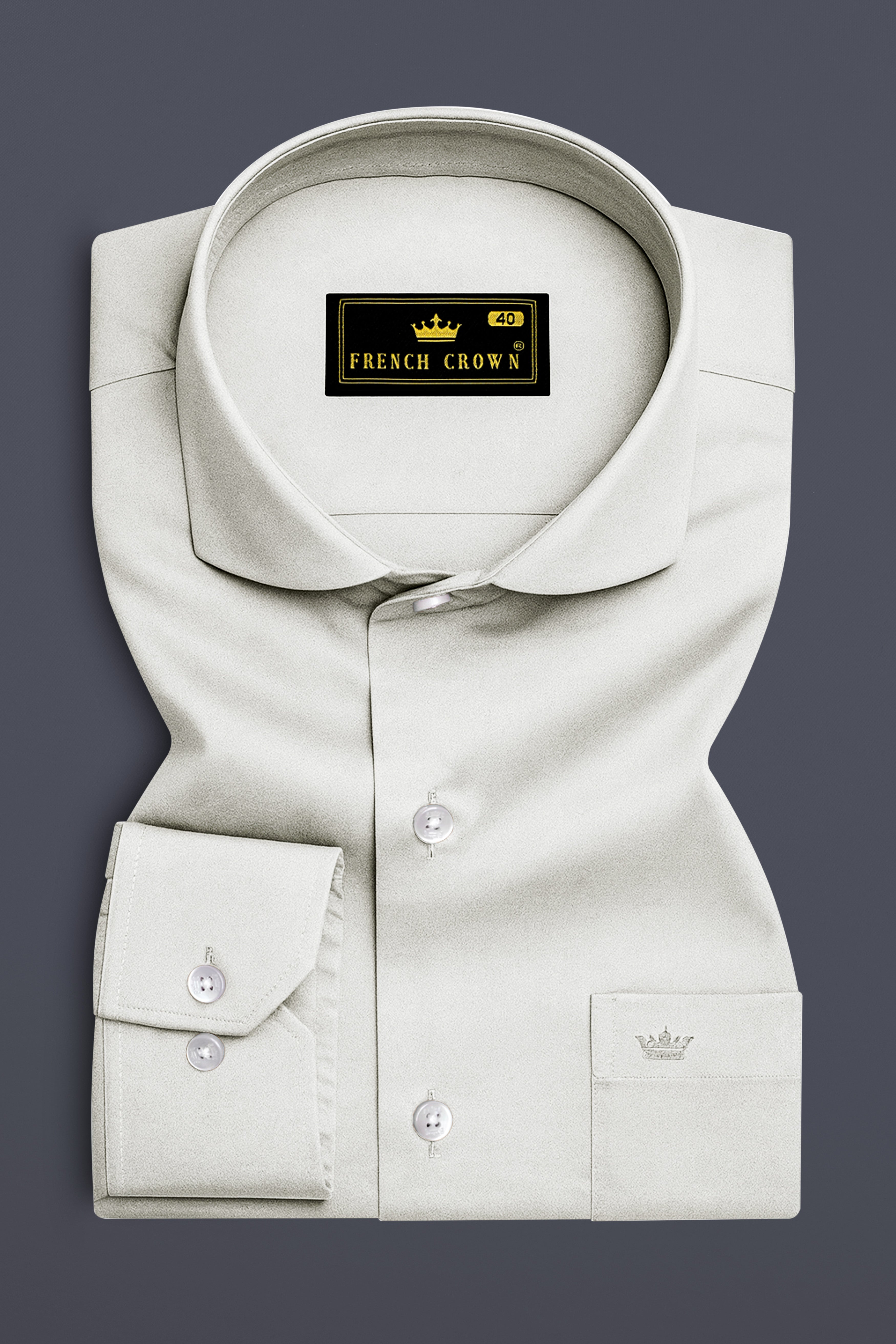 Aurequil-Quil Gray Subtle Sheen Super Soft Premium Cotton Cut Away Collar Dress Shirt