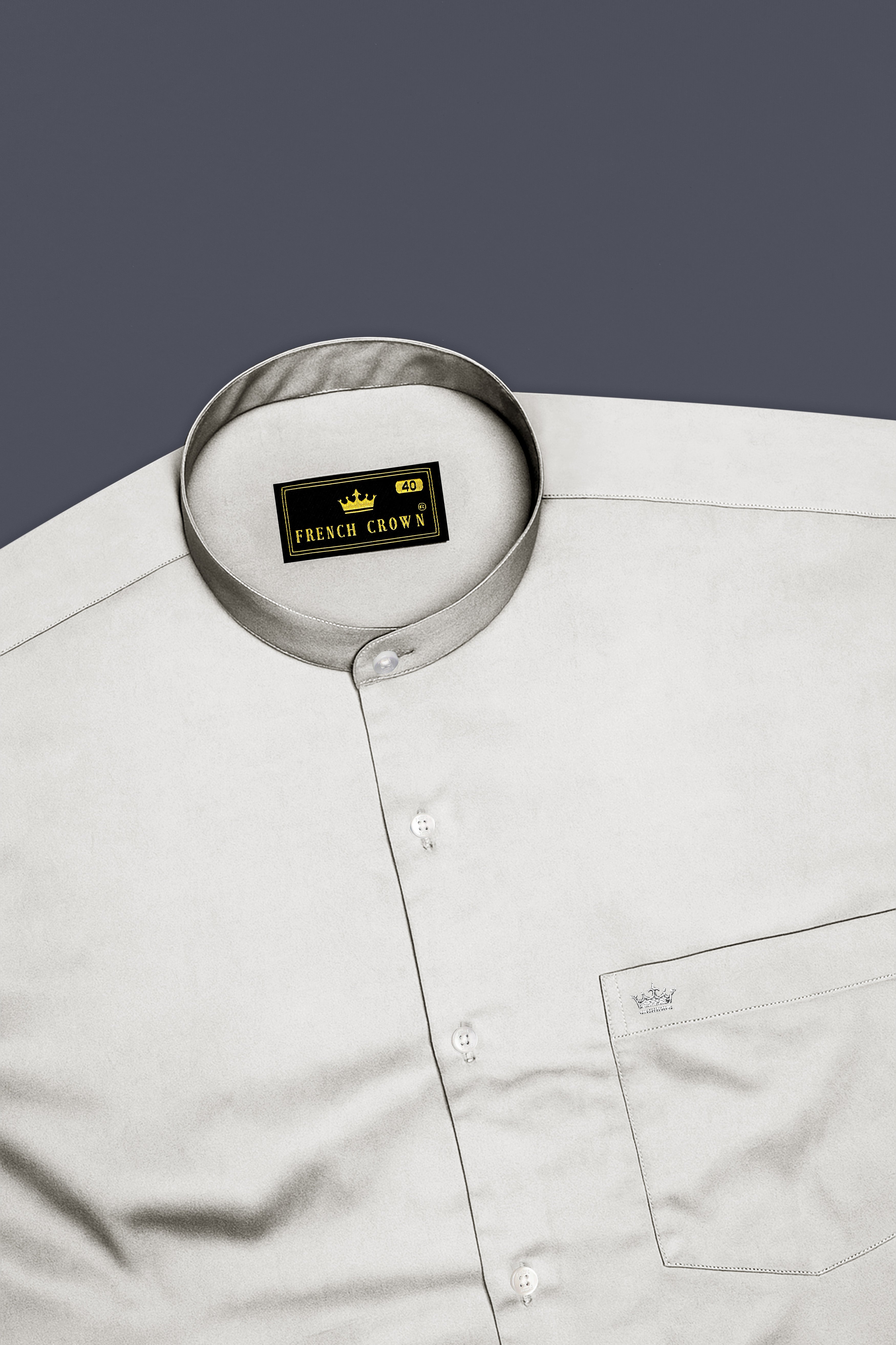 Aurequil-Quil Gray Subtle Sheen Super Soft Premium Cotton Mandarin Shirt