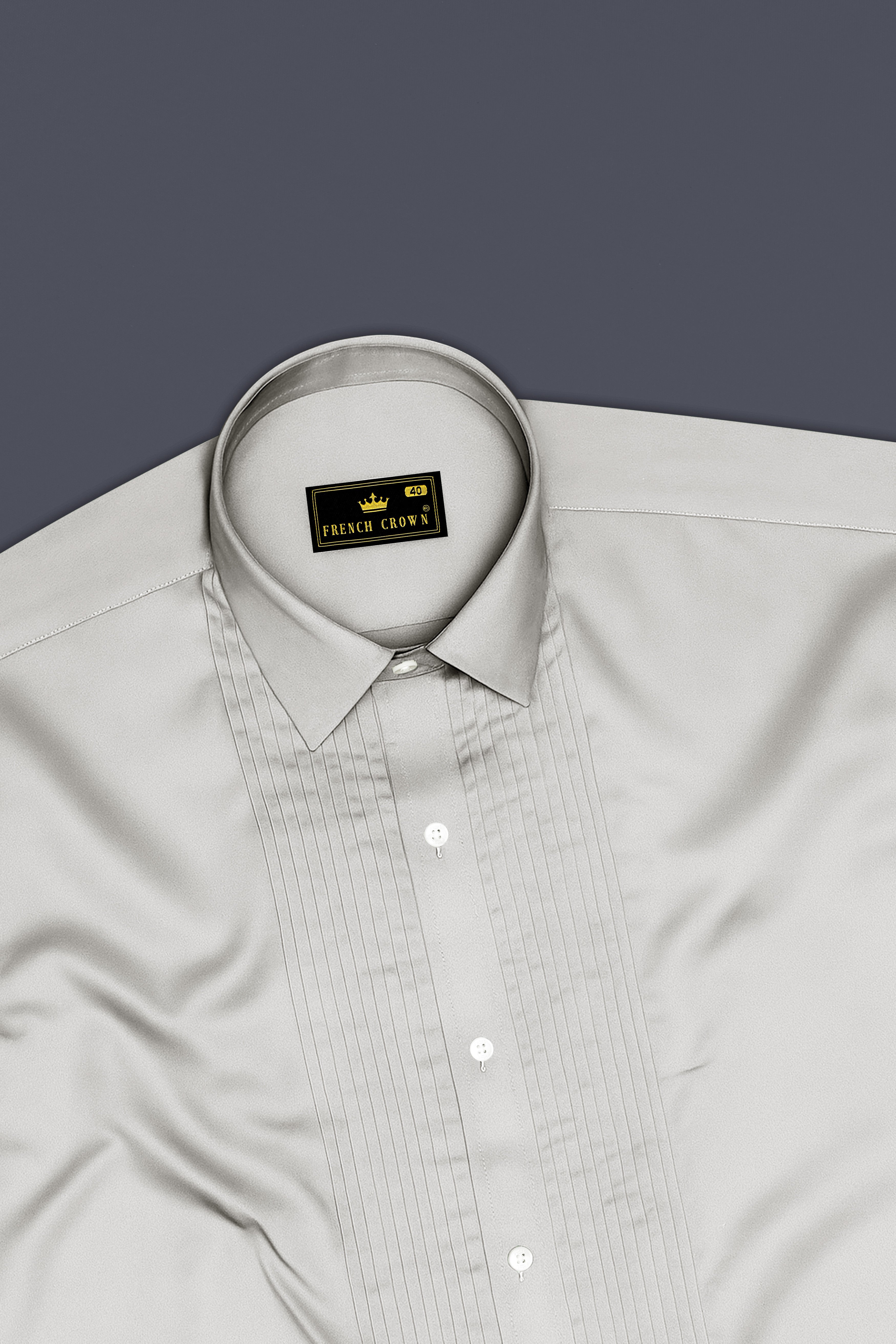 Aurequil-Quil Gray Subtle Sheen Super Soft Premium Cotton Tuxedo Shirt