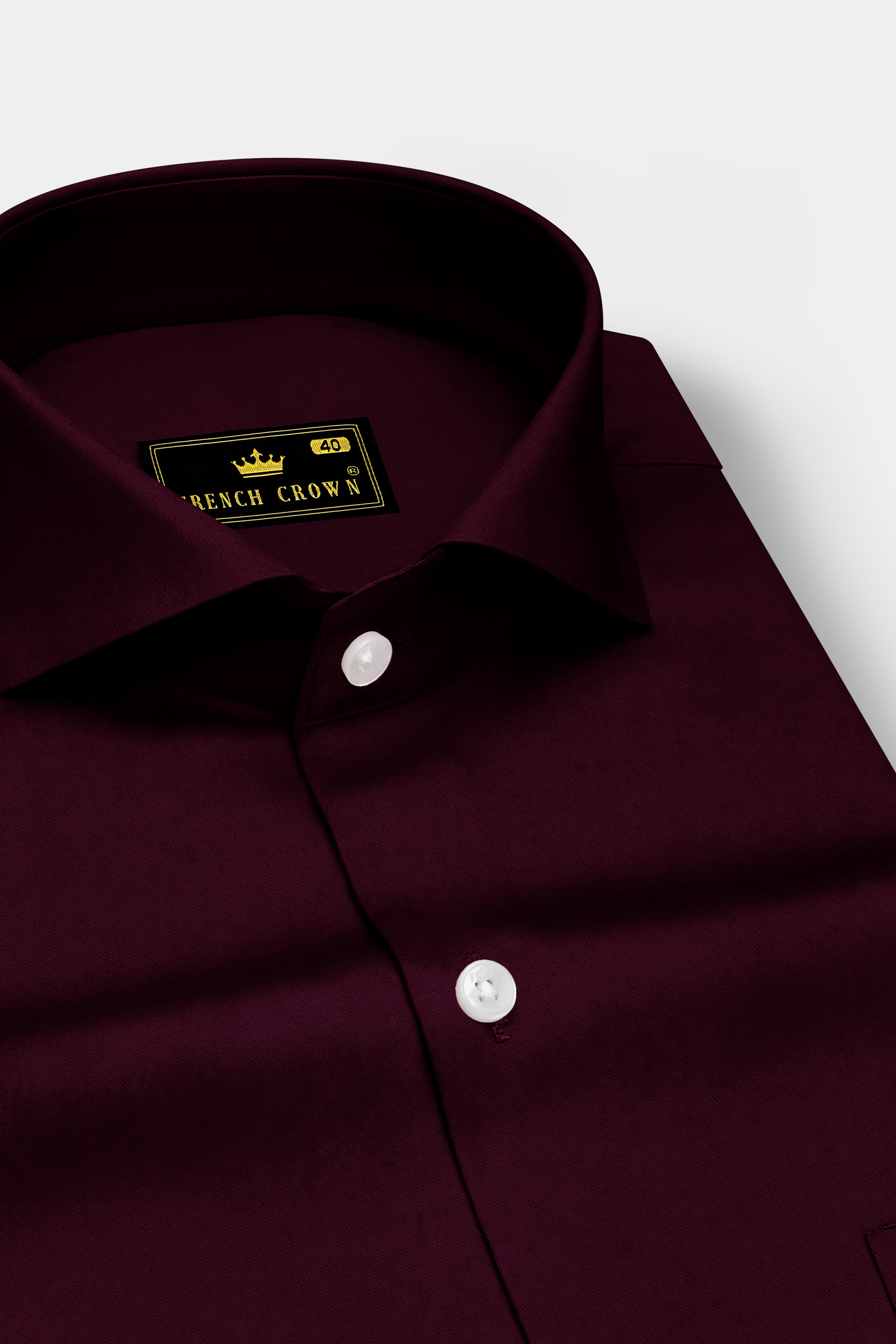 Lustravo-Tamarind Maroon Subtle Sheen Super Soft Premium Cotton Cut Away Collar Dress Shirt
