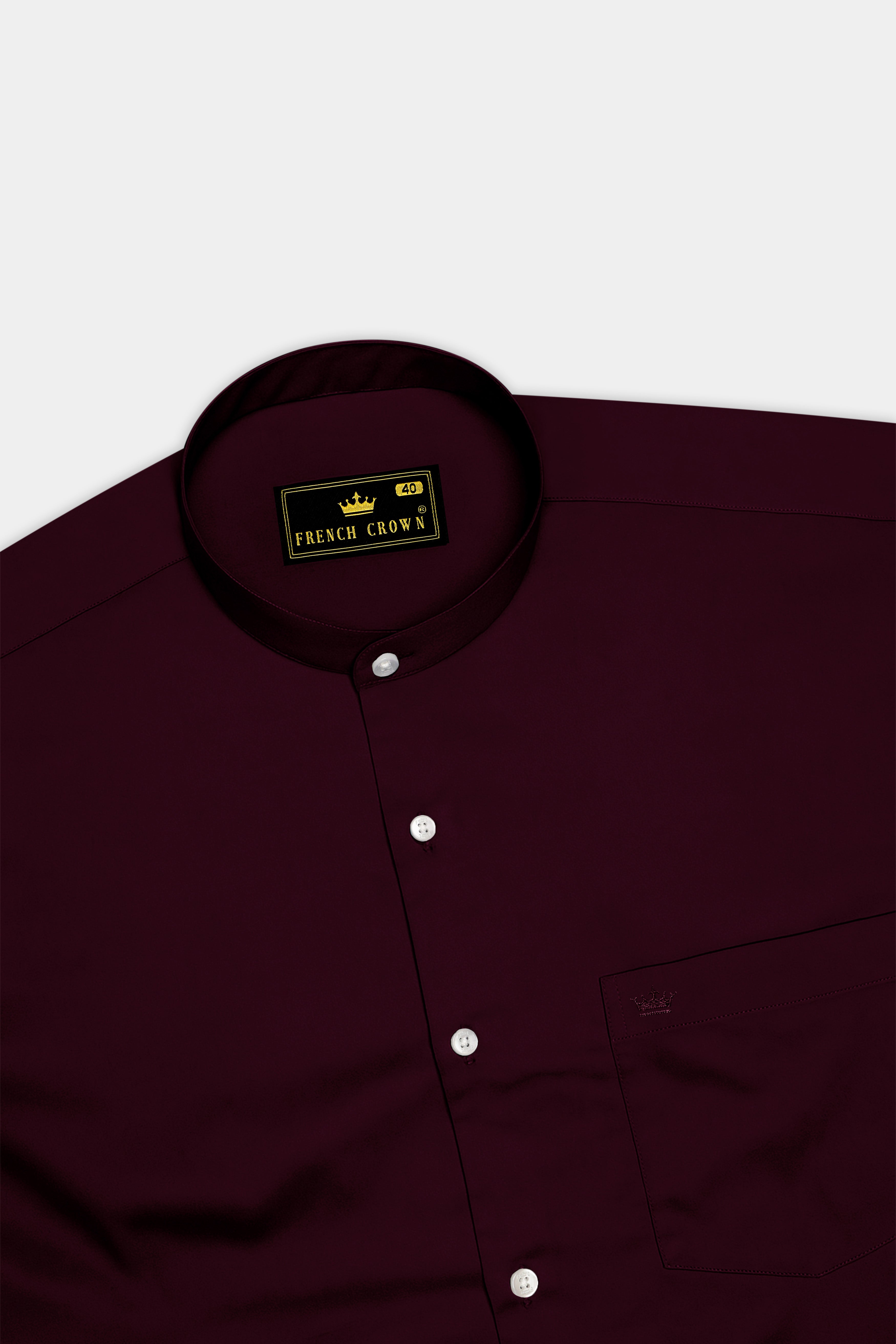 Lustravo-Tamarind Maroon Subtle Sheen Super Soft Premium Cotton Mandarin Shirt