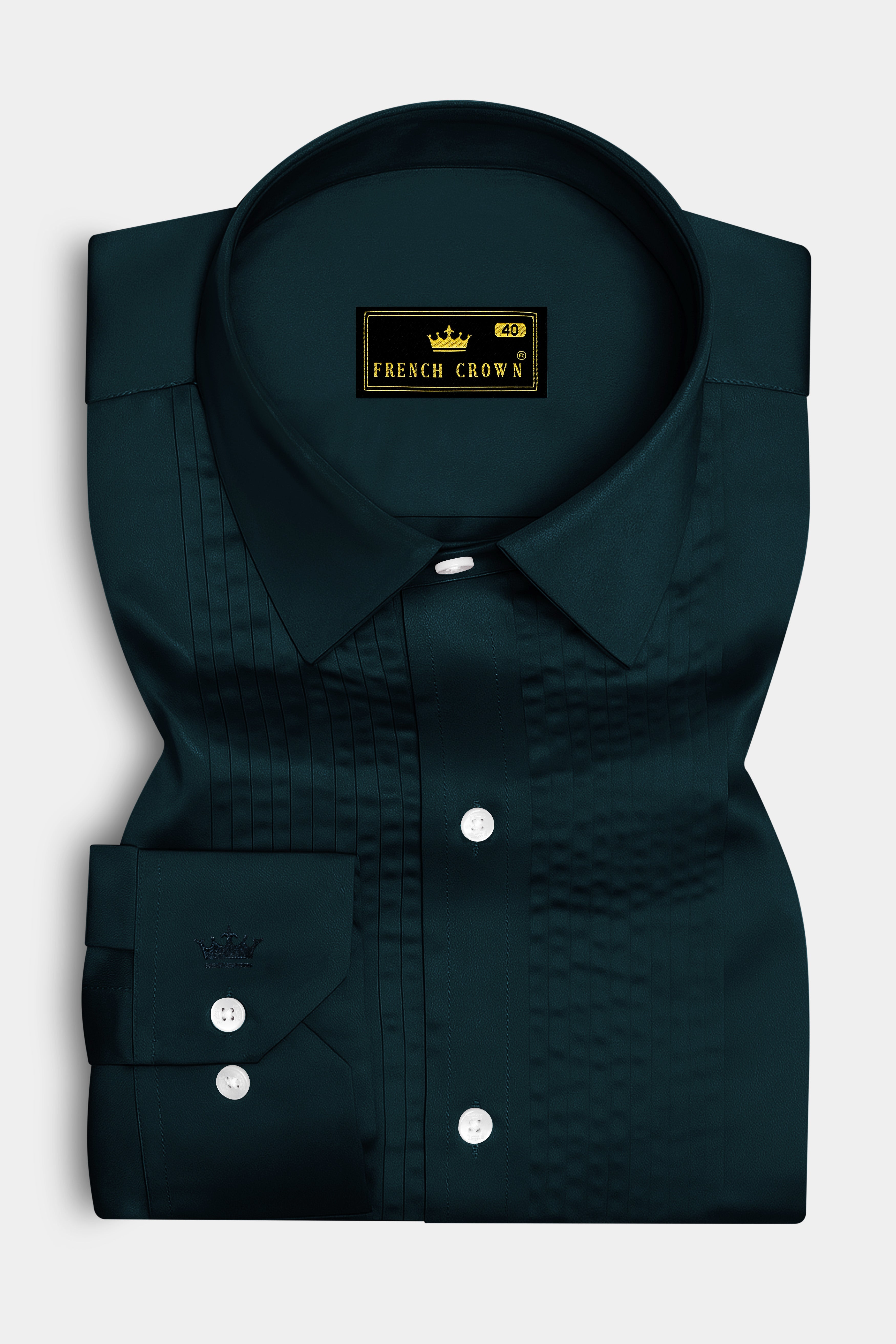 Aureburn-Burnham Green Subtle Sheen Super Soft Premium Cotton Tuxedo Shirt