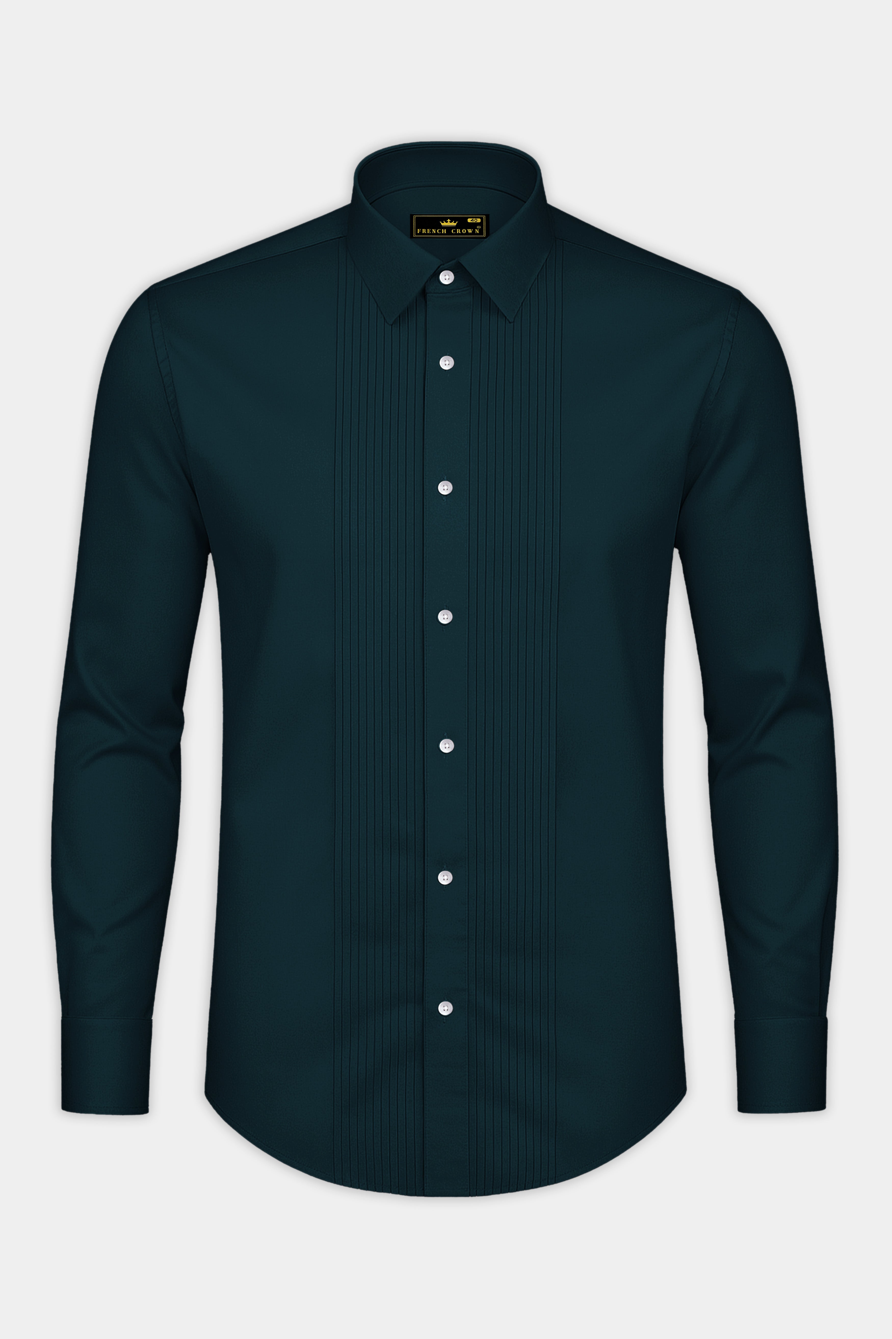 Aureburn-Burnham Green Subtle Sheen Super Soft Premium Cotton Tuxedo Shirt