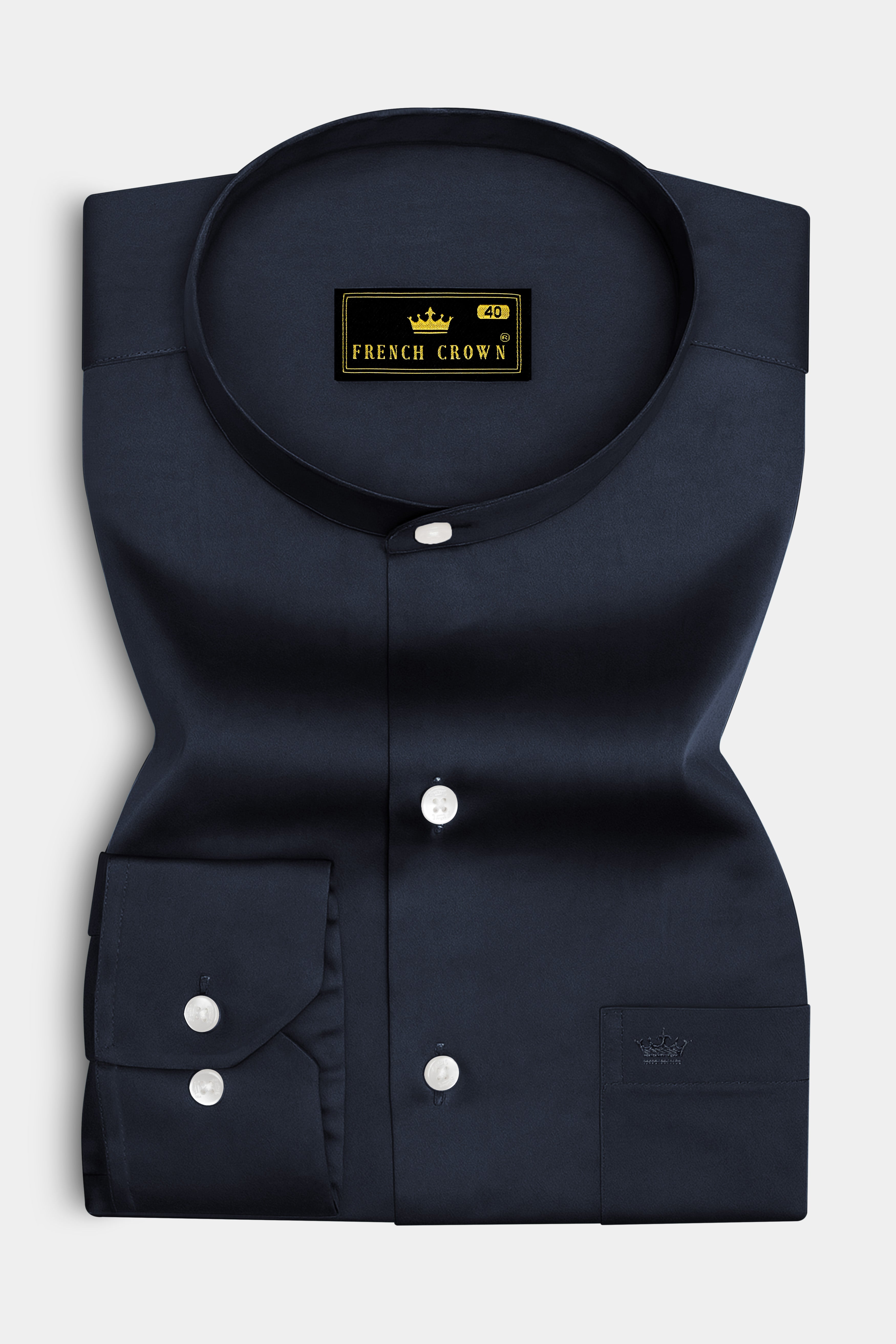 Bluvoro-Haiti Gray Subtle Sheen Super Soft Premium Cotton Mandarin Shirt