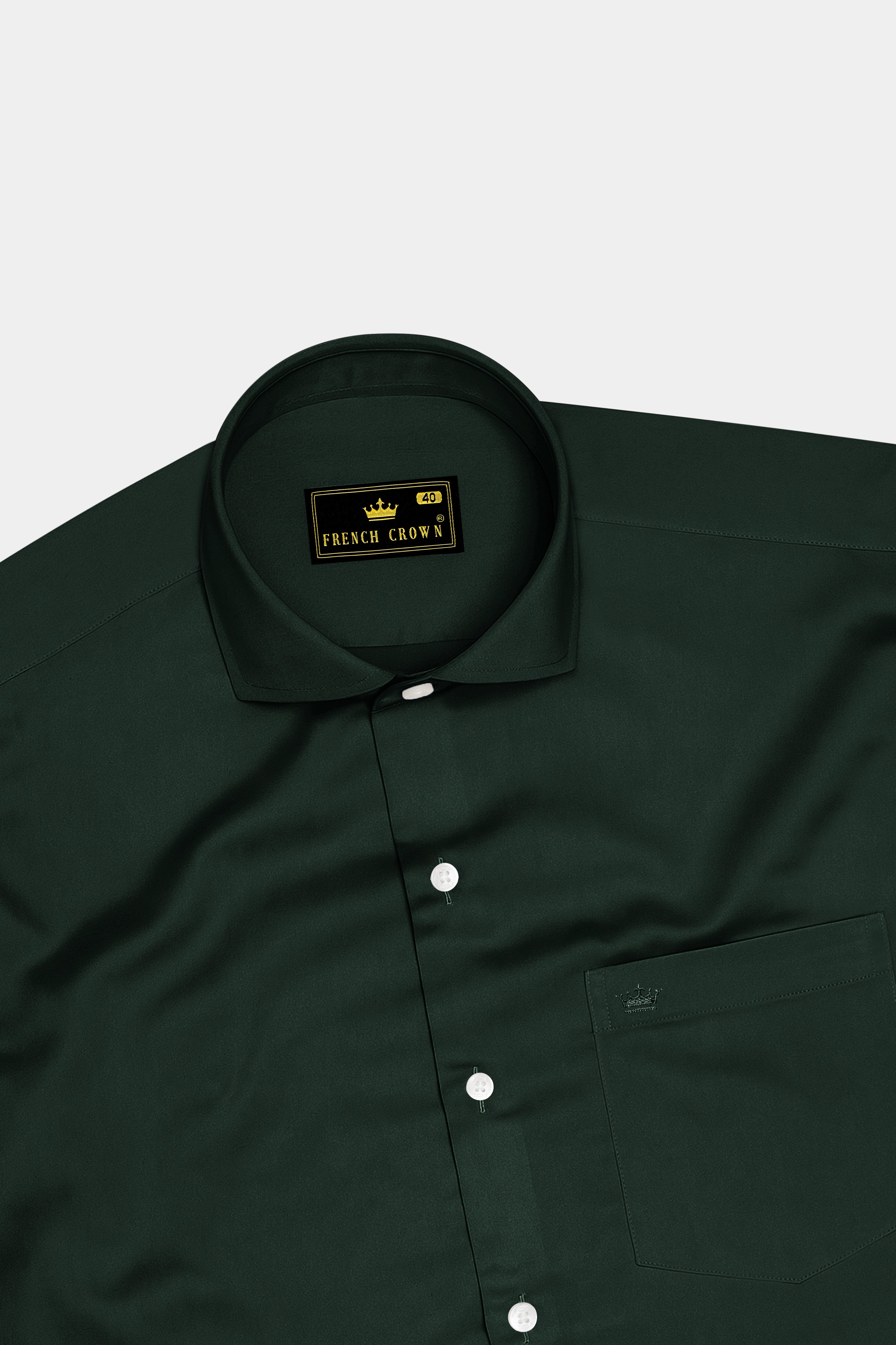 Thalvoro-Phthalo Green Subtle Sheen Super Soft Premium Cotton Cut Away Collar Dress Shirt