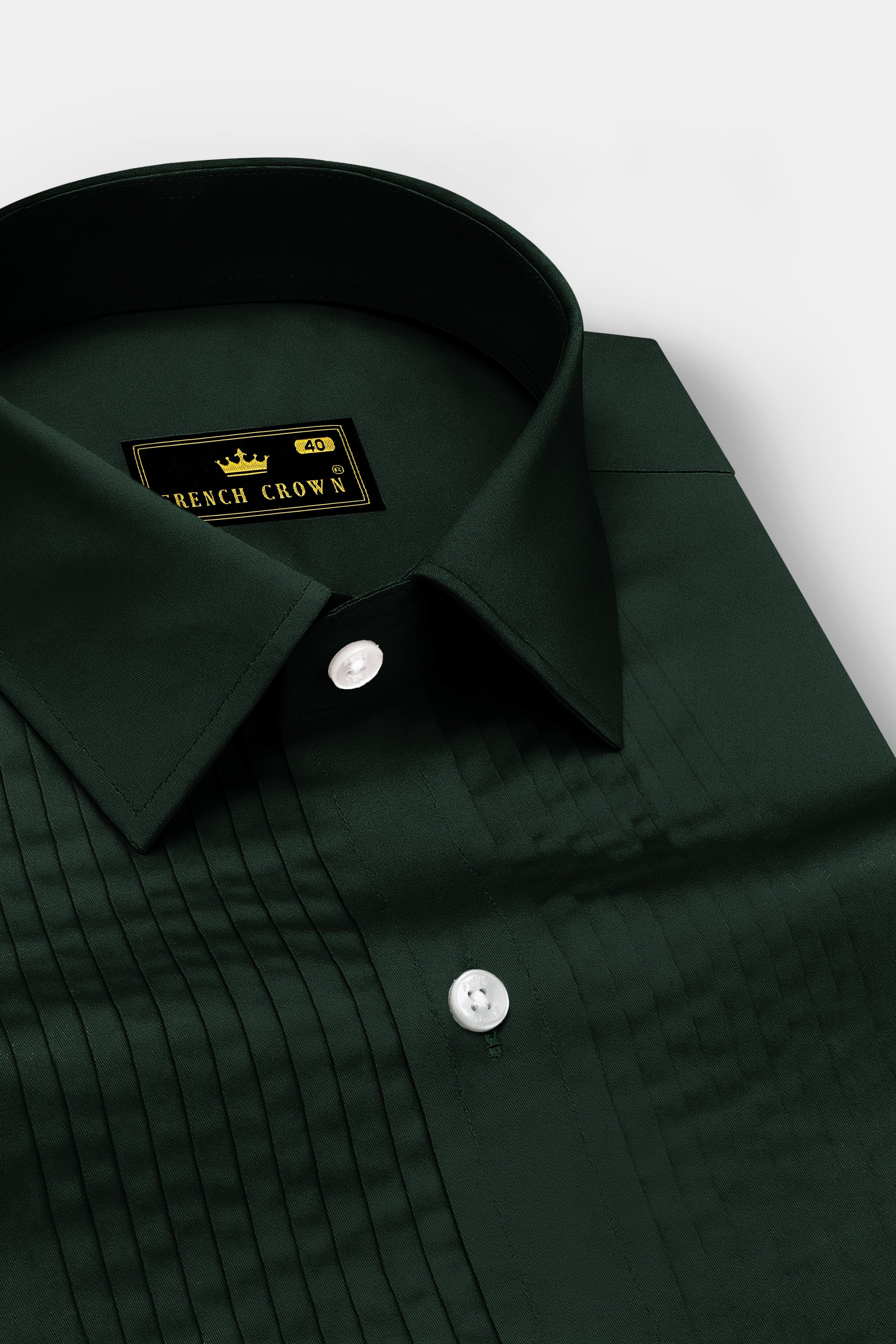 Thalvoro-Phthalo Green Subtle Sheen Super Soft Premium Cotton Tuxedo Shirt