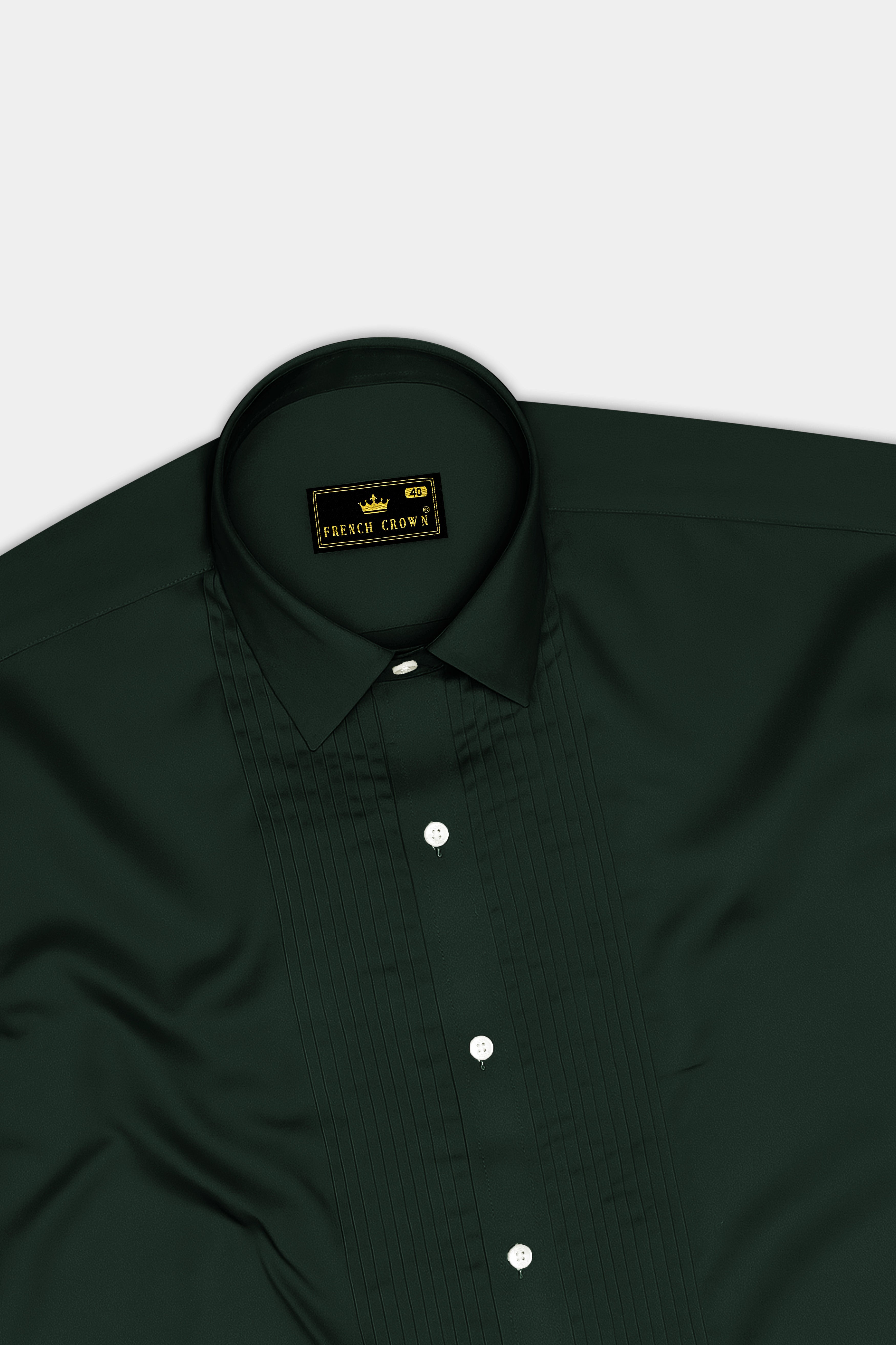 Thalvoro-Phthalo Green Subtle Sheen Super Soft Premium Cotton Tuxedo Shirt