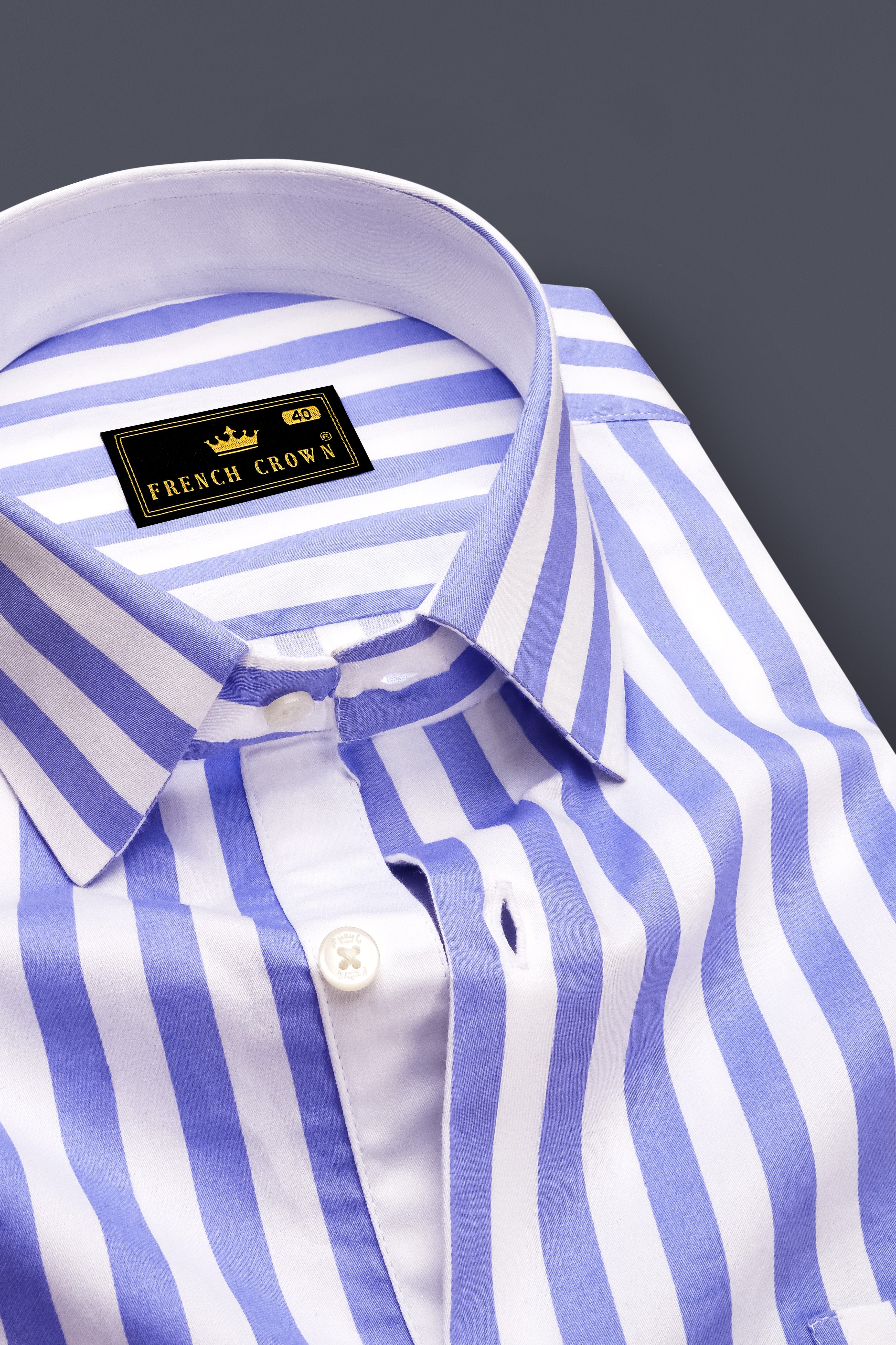 Bluvoro-Scampi Blue And Bright White Awning Striped Super Soft Premium Cotton Dress Shirt