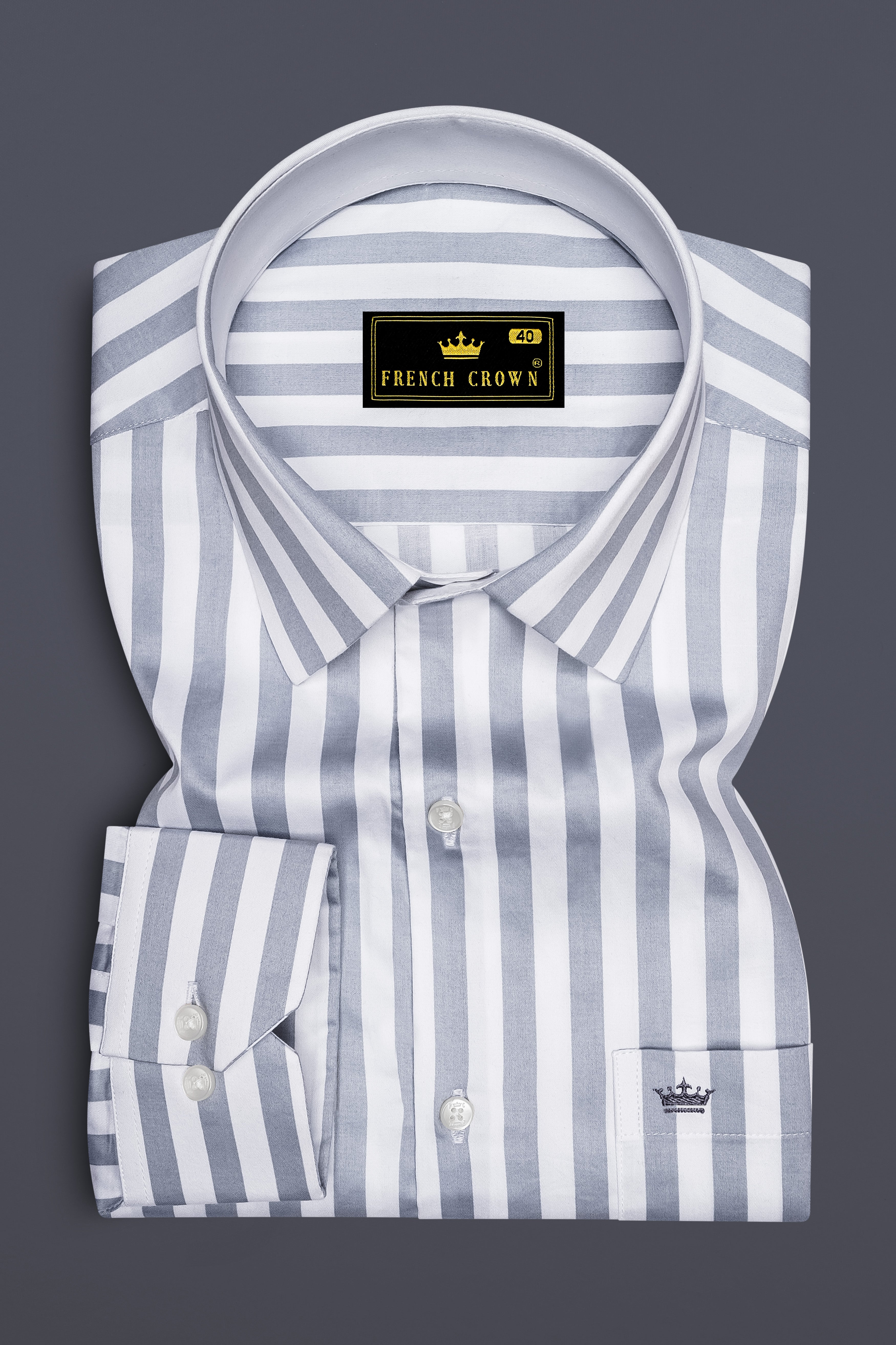 Lustravo-Santa Gray And Bright White Awning Striped Super Soft Premium Cotton Dress Shirt 14126-CLOTH-P-38, 14126-CLOTH-P-H-38, 14126-CLOTH-P-39, 14126-CLOTH-P-H-39, 14126-CLOTH-P-40, 14126-CLOTH-P-H-40, 14126-CLOTH-P-42, 14126-CLOTH-P-H-42, 14126-CLOTH-P-44, 14126-CLOTH-P-H-44, 14126-CLOTH-P-46, 14126-CLOTH-P-H-46, 14126-CLOTH-P-48, 14126-CLOTH-P-H-48, 14126-CLOTH-P-50, 14126-CLOTH-P-H-50, 14126-CLOTH-P-52, 14126-CLOTH-P-H-52