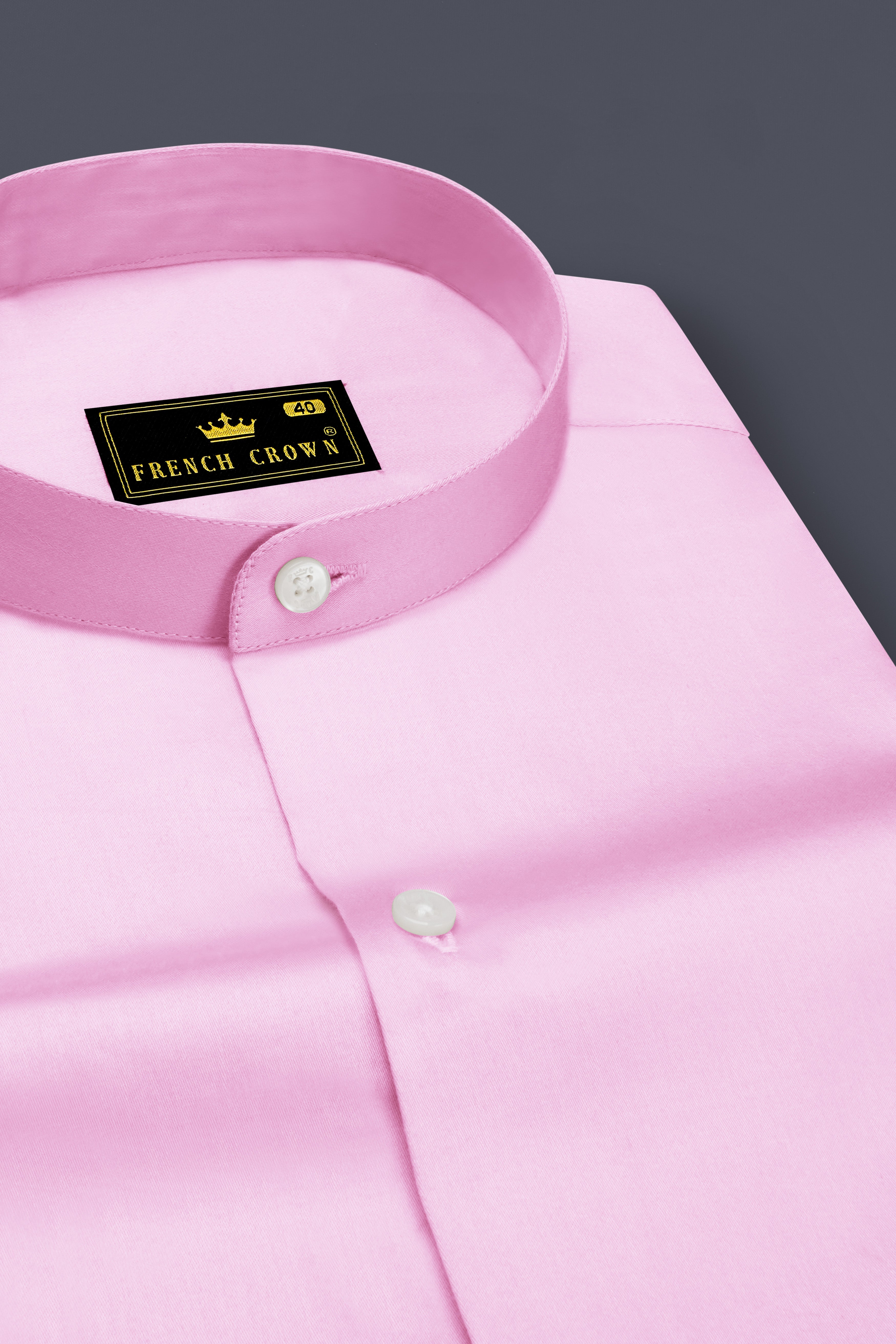 Rosevo-Pastel Pink Subtle Sheen Super Soft Premium Cotton Mandarin Shirt