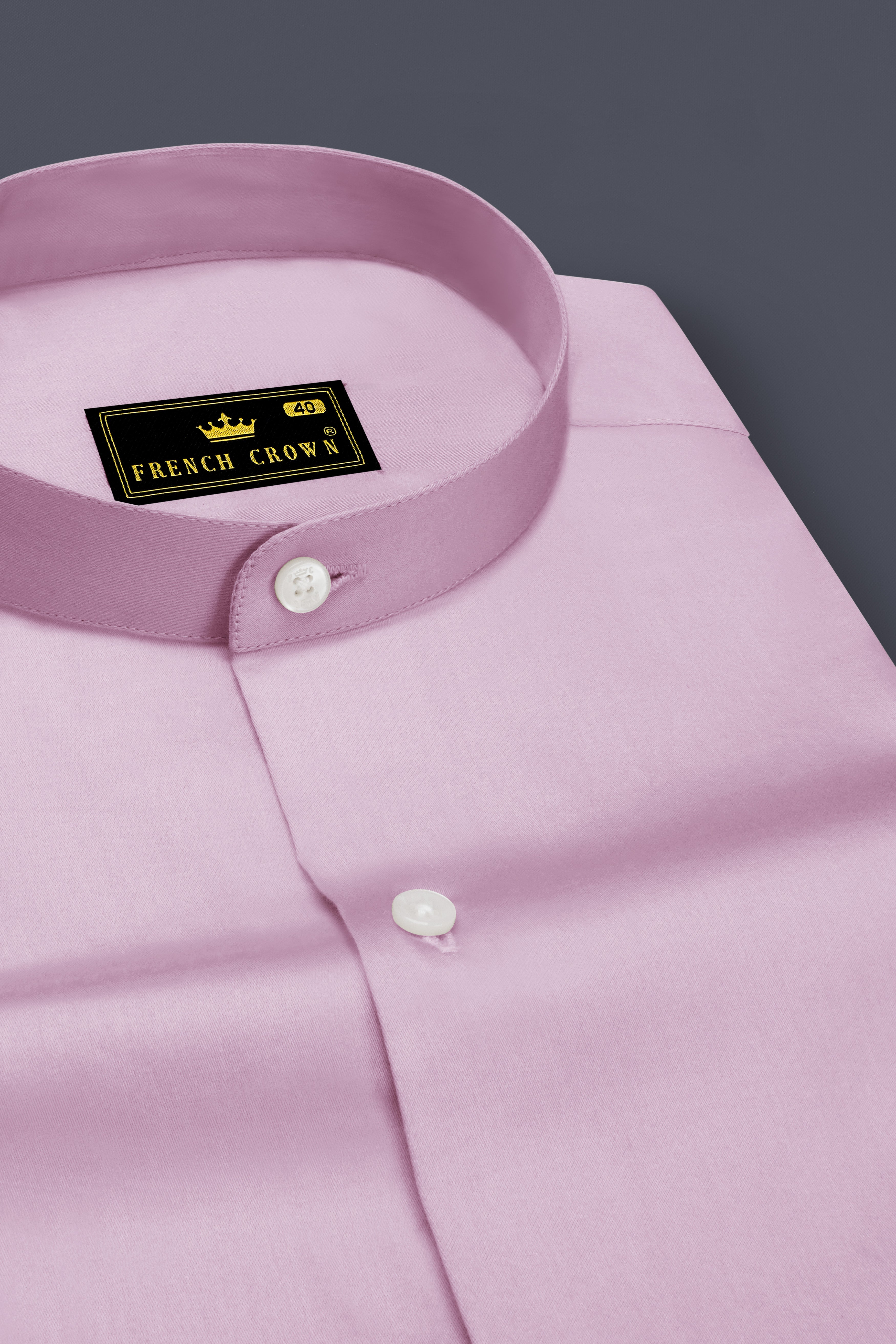 Lustraro-Azalea Pink Subtle Sheen Super Soft Premium Cotton Mandarin Shirt