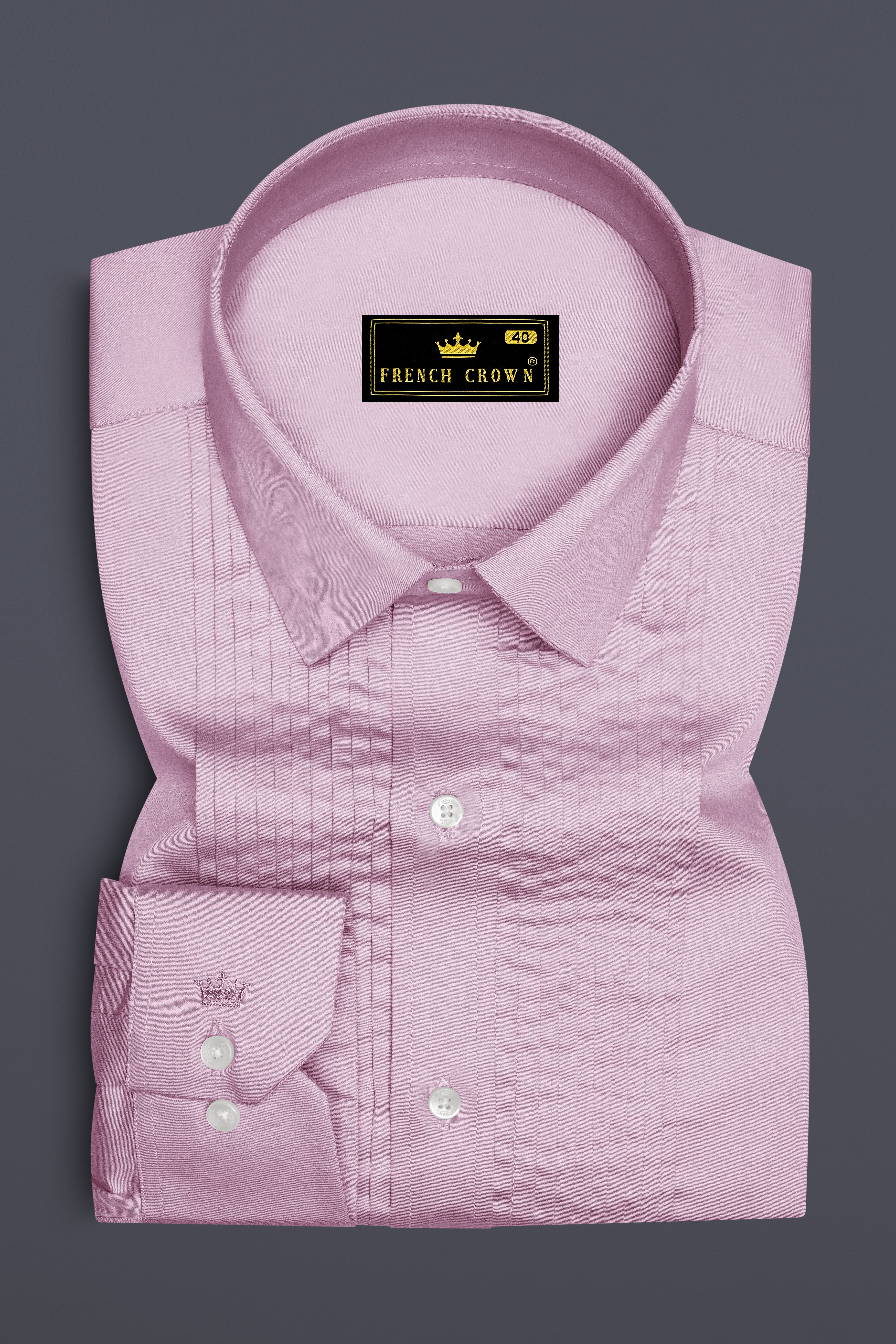 Lustraro-Azalea Pink Subtle Sheen Super Soft Premium Cotton Tuxedo Shirt