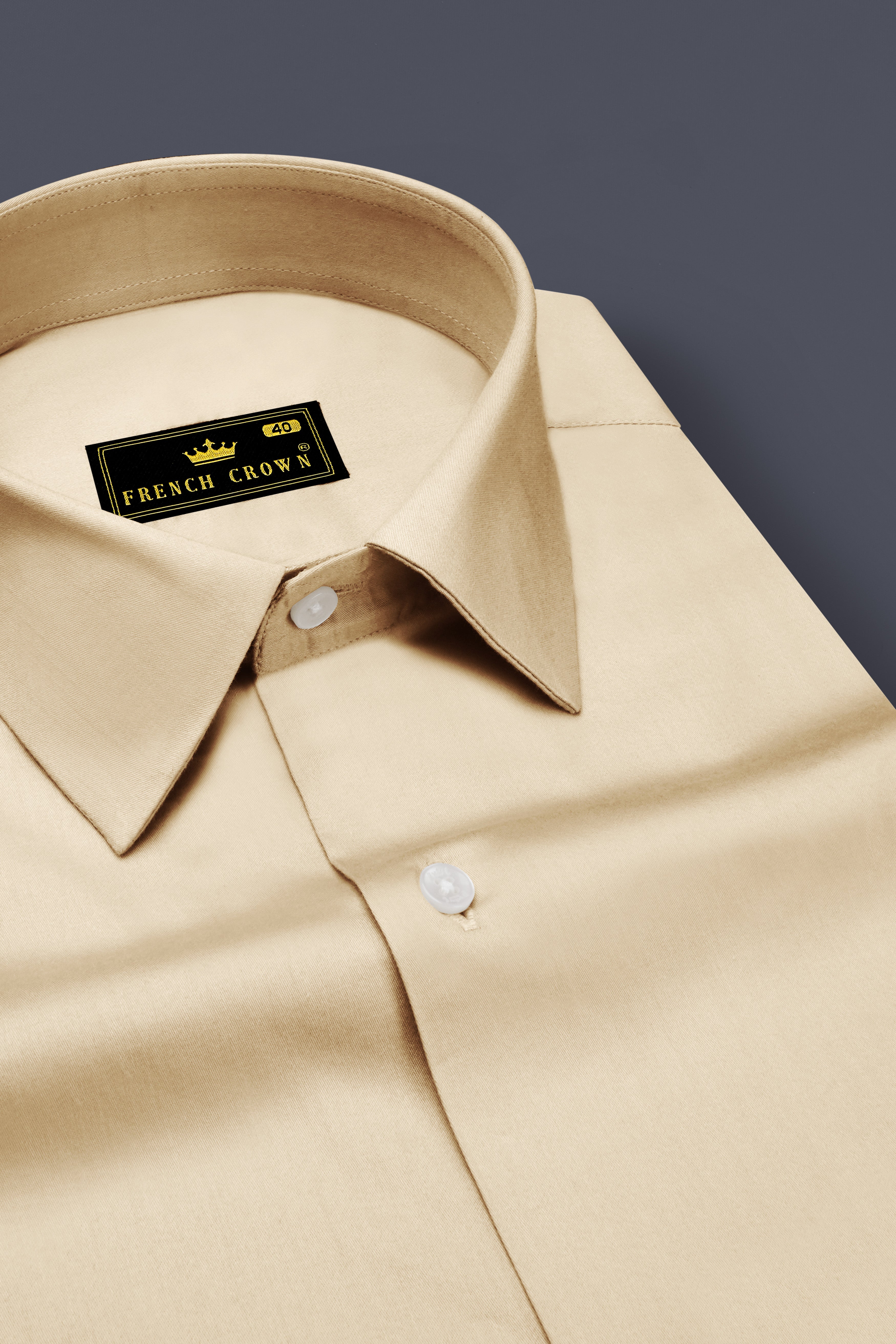 Vanoro-Almond Cream Subtle Sheen Super Soft Premium Cotton Dress Shirt