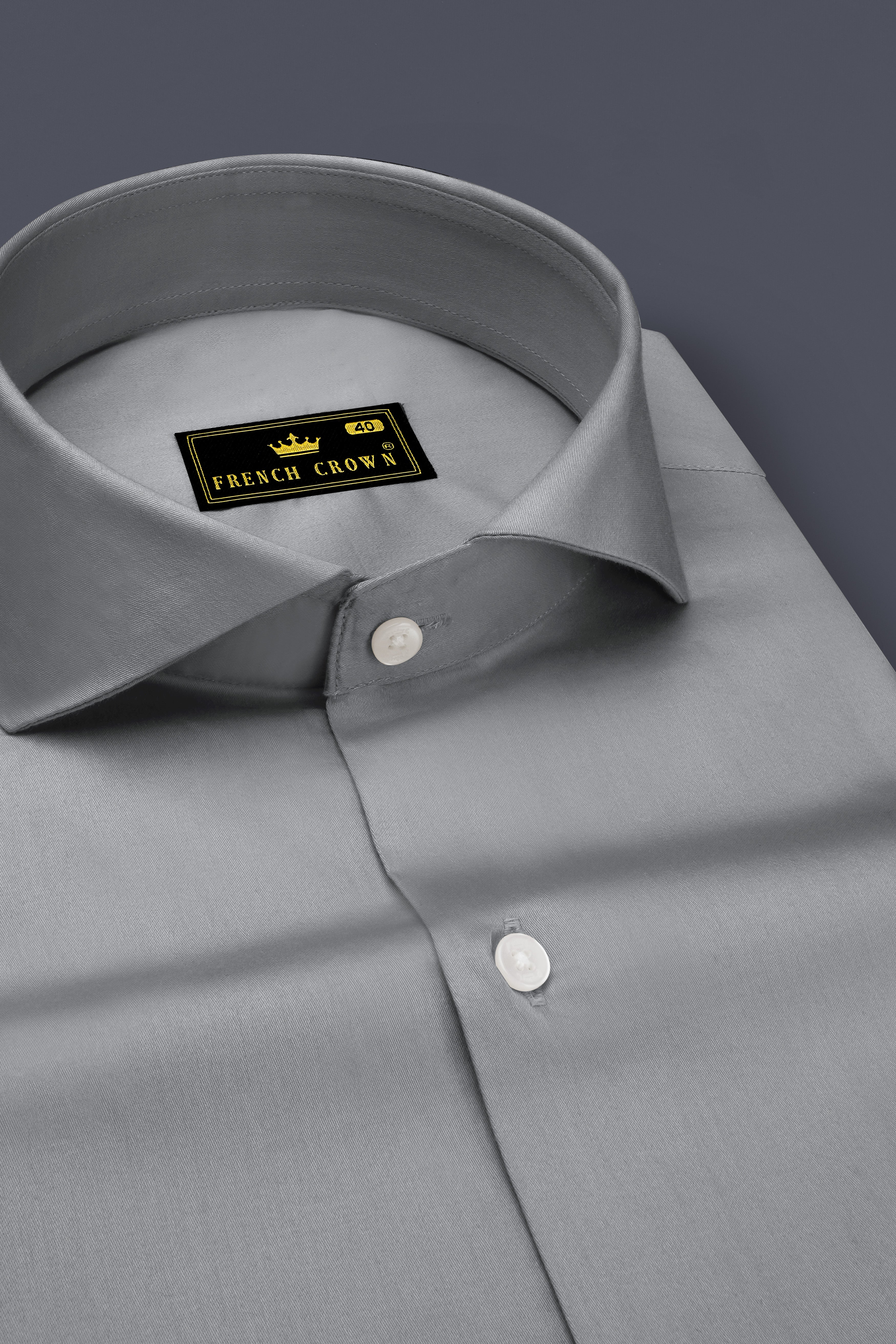 Silvoro-Celeste Gray Subtle Sheen Super Soft Premium Cotton Cut Away Collar Dress Shirt