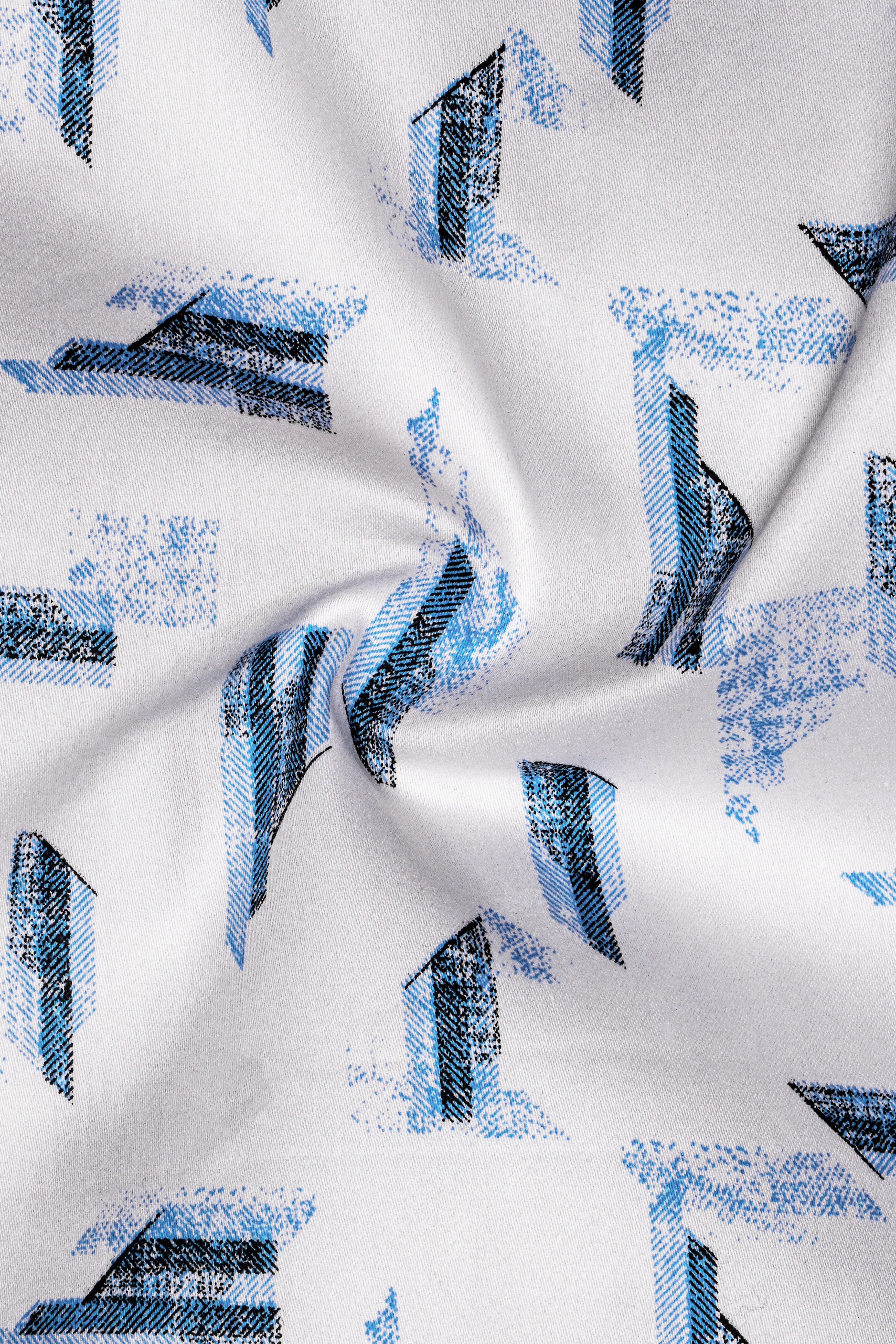 Axion-Bright White And Midnight Blue Geometric Print Subtle Sheen Super Soft Premium Cotton Casual Shirt