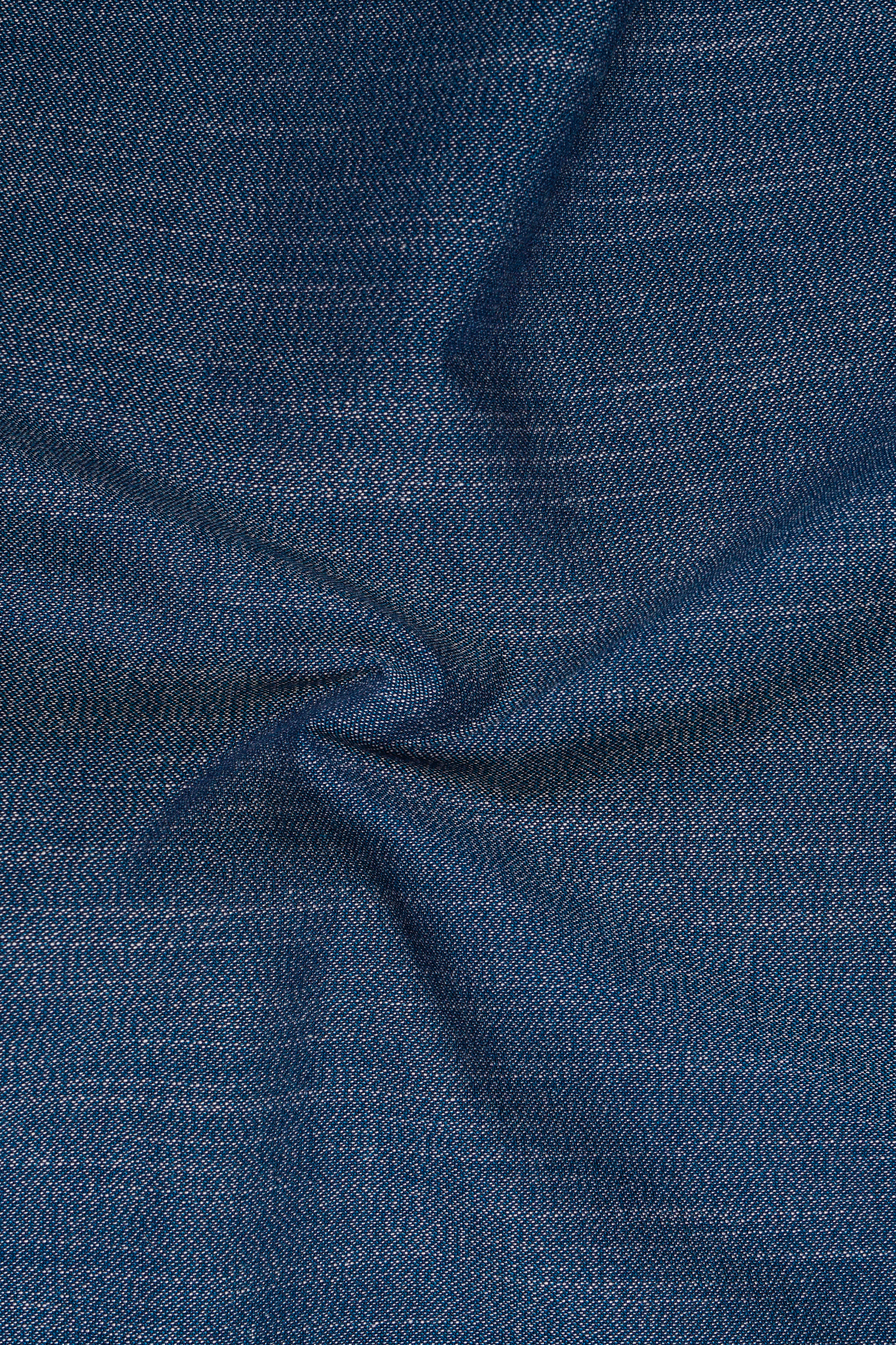 Forge-Rhino Blue Melange Textured Premium Denim Casual Shirt