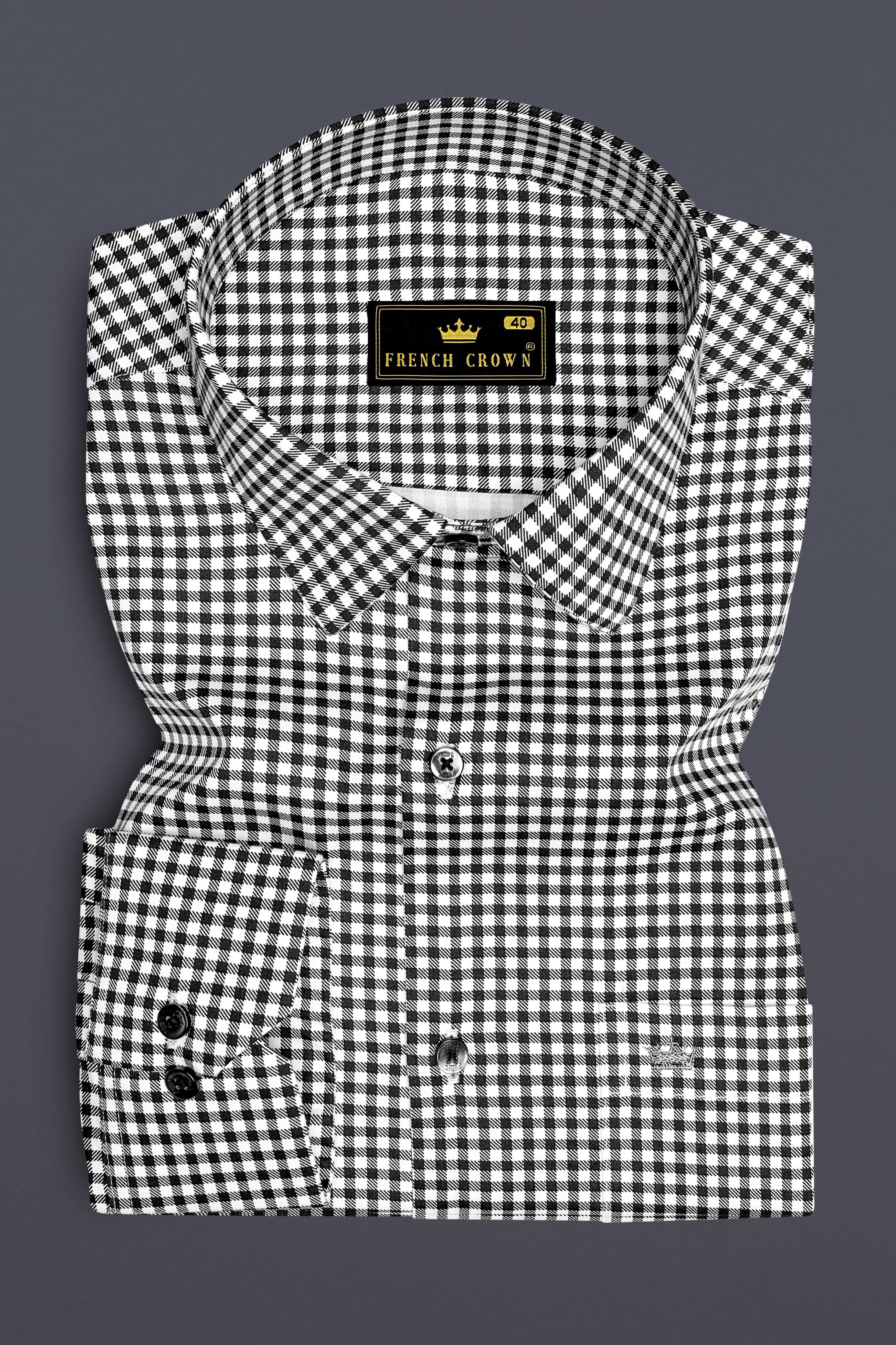 Regalis-Jade Black And Bright White Gingham Plaid Subtle Sheen Super Soft Premium Cotton Dress Shirt 14164-BLK-38, 14164-BLK-H-38, 14164-BLK-39, 14164-BLK-H-39, 14164-BLK-40, 14164-BLK-H-40, 14164-BLK-42, 14164-BLK-H-42, 14164-BLK-44, 14164-BLK-H-44, 14164-BLK-46, 14164-BLK-H-46, 14164-BLK-48, 14164-BLK-H-48, 14164-BLK-50, 14164-BLK-H-50, 14164-BLK-52, 14164-BLK-H-52