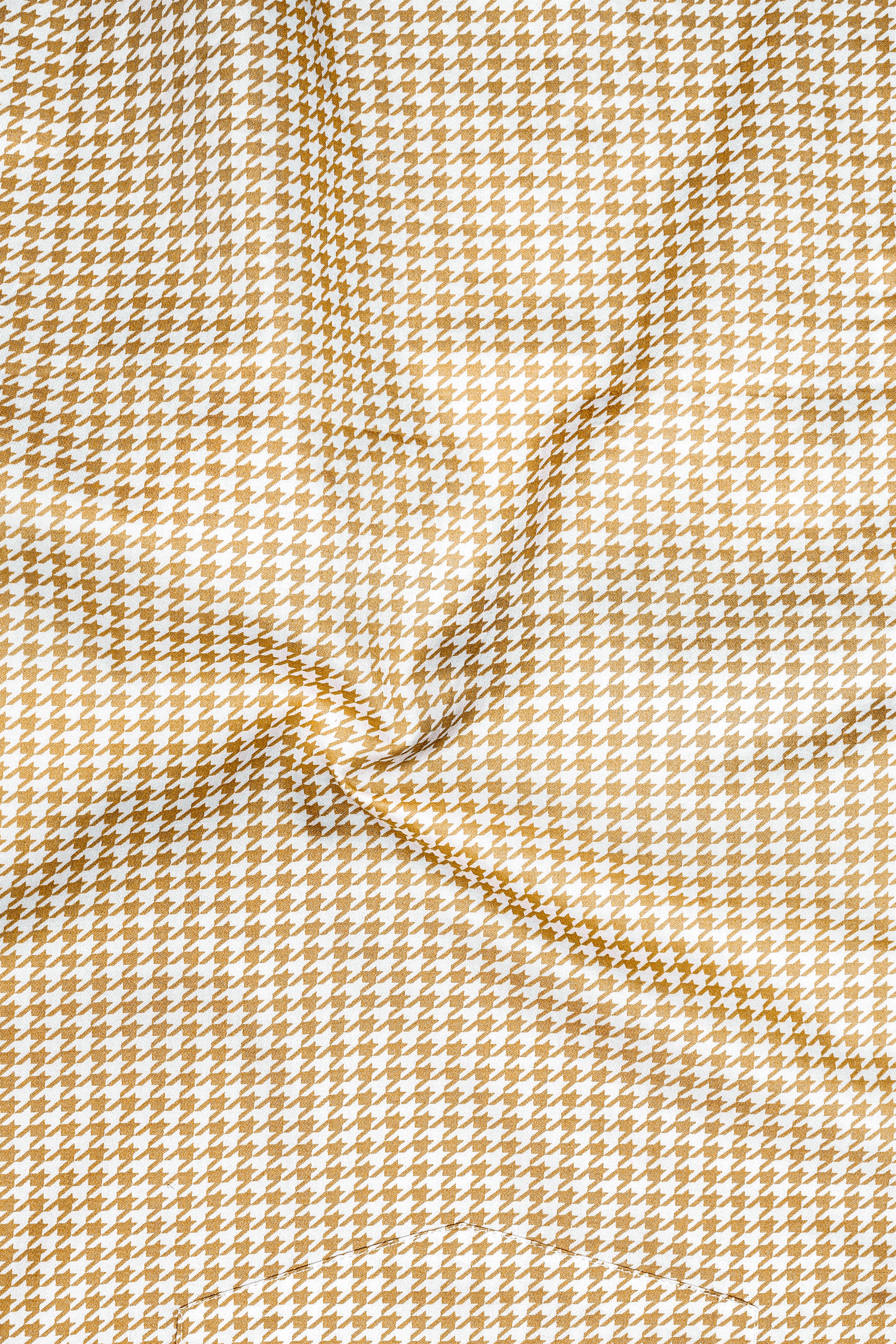 Rustiq-Barley Brown And Bright White Houndstooth Printed Super Soft Premium Cotton Dress Shirt