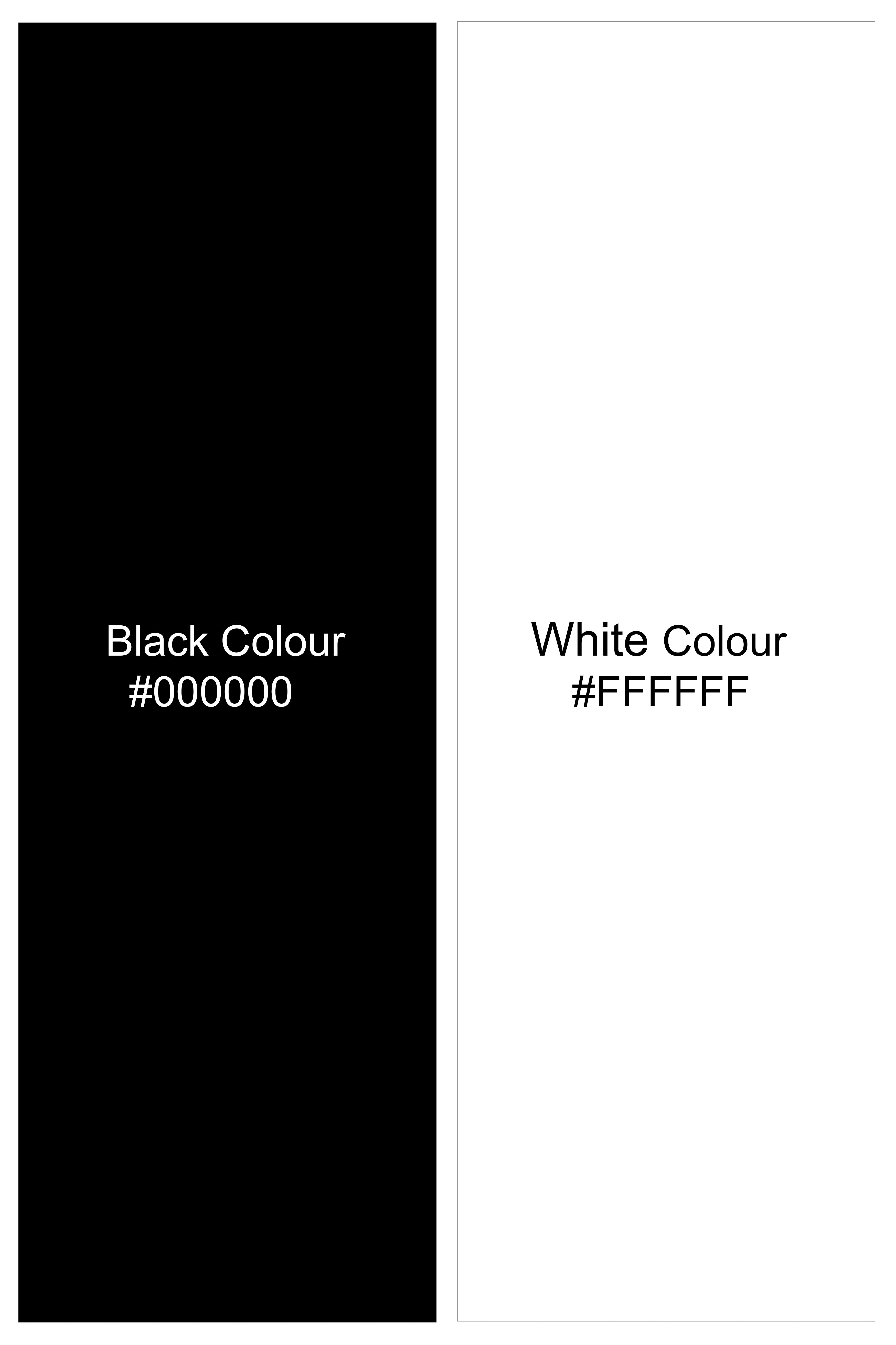 Regalis-Jade Black And Bright White Houndstooth Printed Super Soft Premium Cotton Dress Button Down Shirt