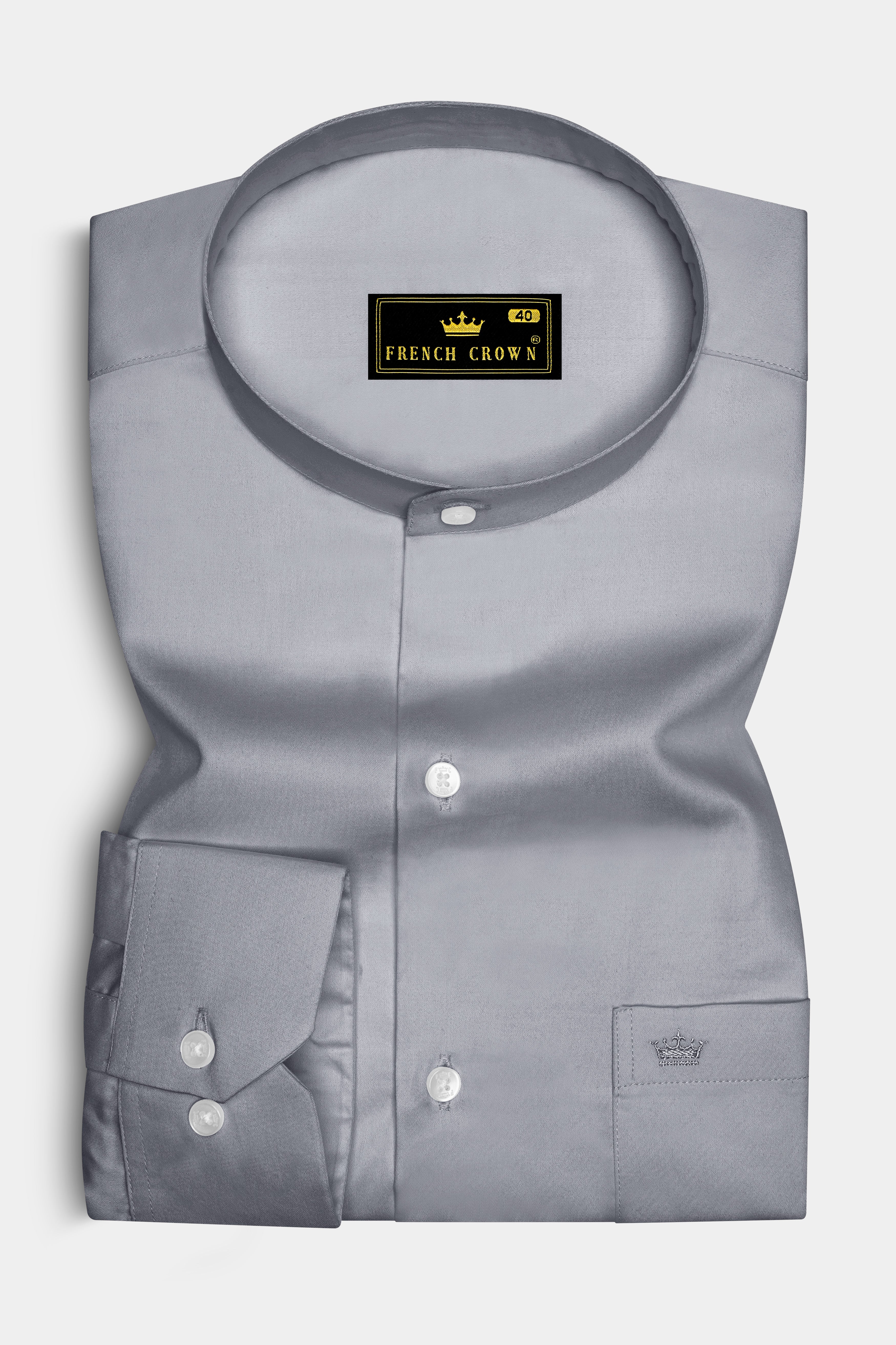 Grisoro-Slate Gray Subtle Sheen Super Soft Premium Cotton Mandarin Dress Shirt 14192-M-38, 14192-M-H-38, 14192-M-39, 14192-M-H-39, 14192-M-40, 14192-M-H-40, 14192-M-42, 14192-M-H-42, 14192-M-44, 14192-M-H-44, 14192-M-46, 14192-M-H-46, 14192-M-48, 14192-M-H-48, 14192-M-50, 14192-M-H-50, 14192-M-52, 14192-M-H-52