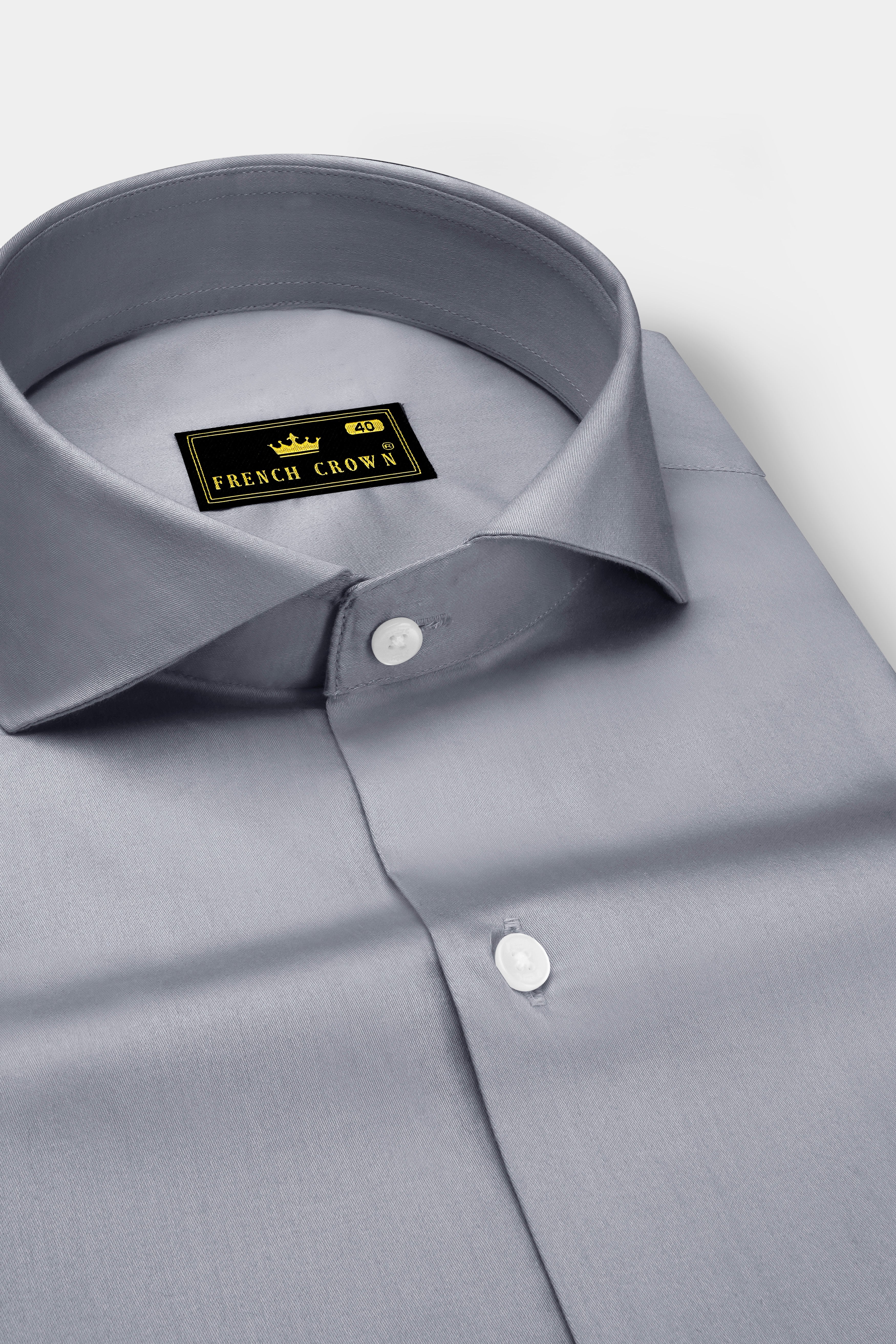 Grisoro-Slate Gray Subtle Sheen Super Soft Premium Cotton Cut Away Collar Dress Shirt