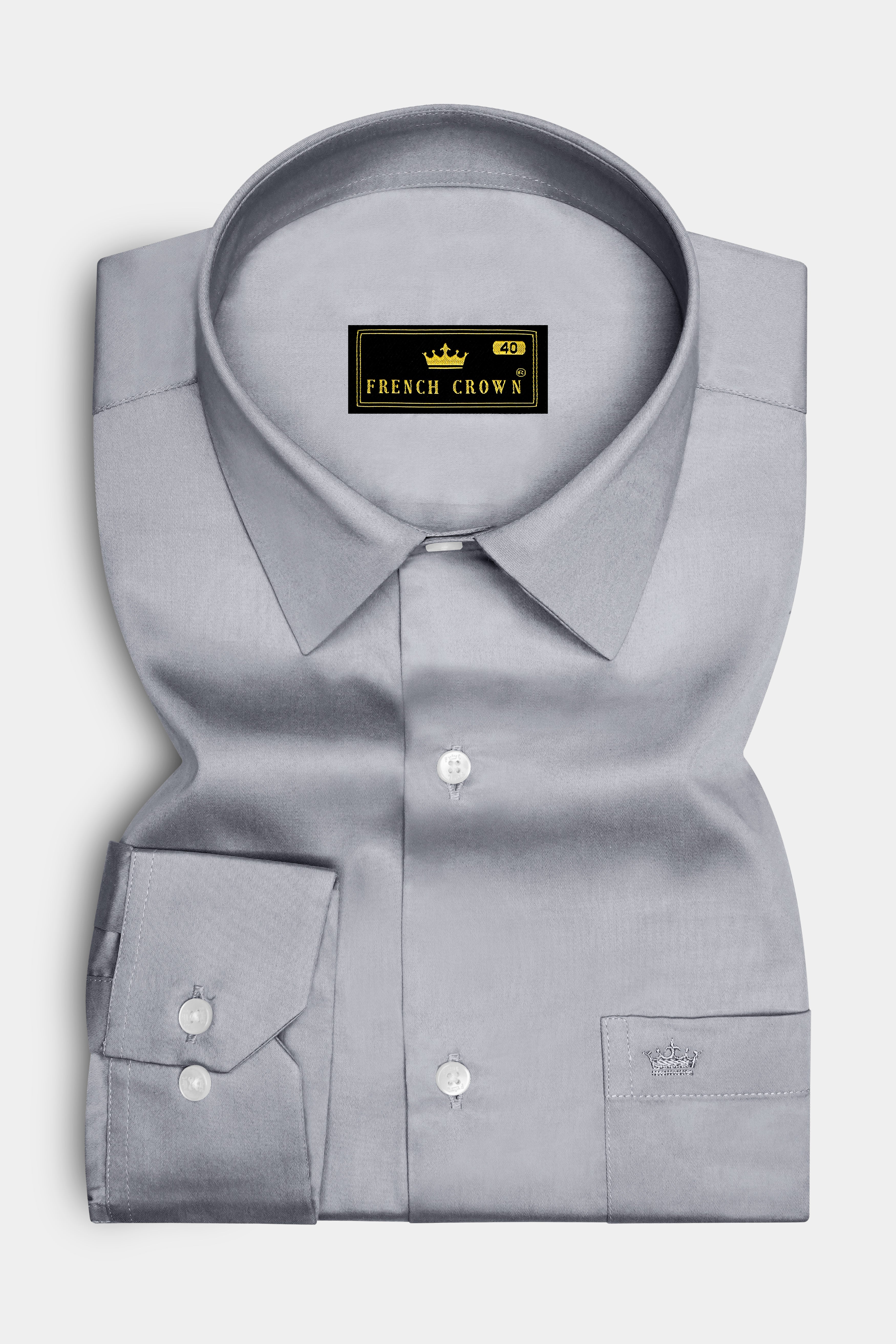 Grisoro-Slate Gray Subtle Sheen Super Soft Premium Cotton Dress Shirt 14195-38, 14195-H-38, 14195-39, 14195-H-39, 14195-40, 14195-H-40, 14195-42, 14195-H-42, 14195-44, 14195-H-44, 14195-46, 14195-H-46, 14195-48, 14195-H-48, 14195-50, 14195-H-50, 14195-52, 14195-H-52