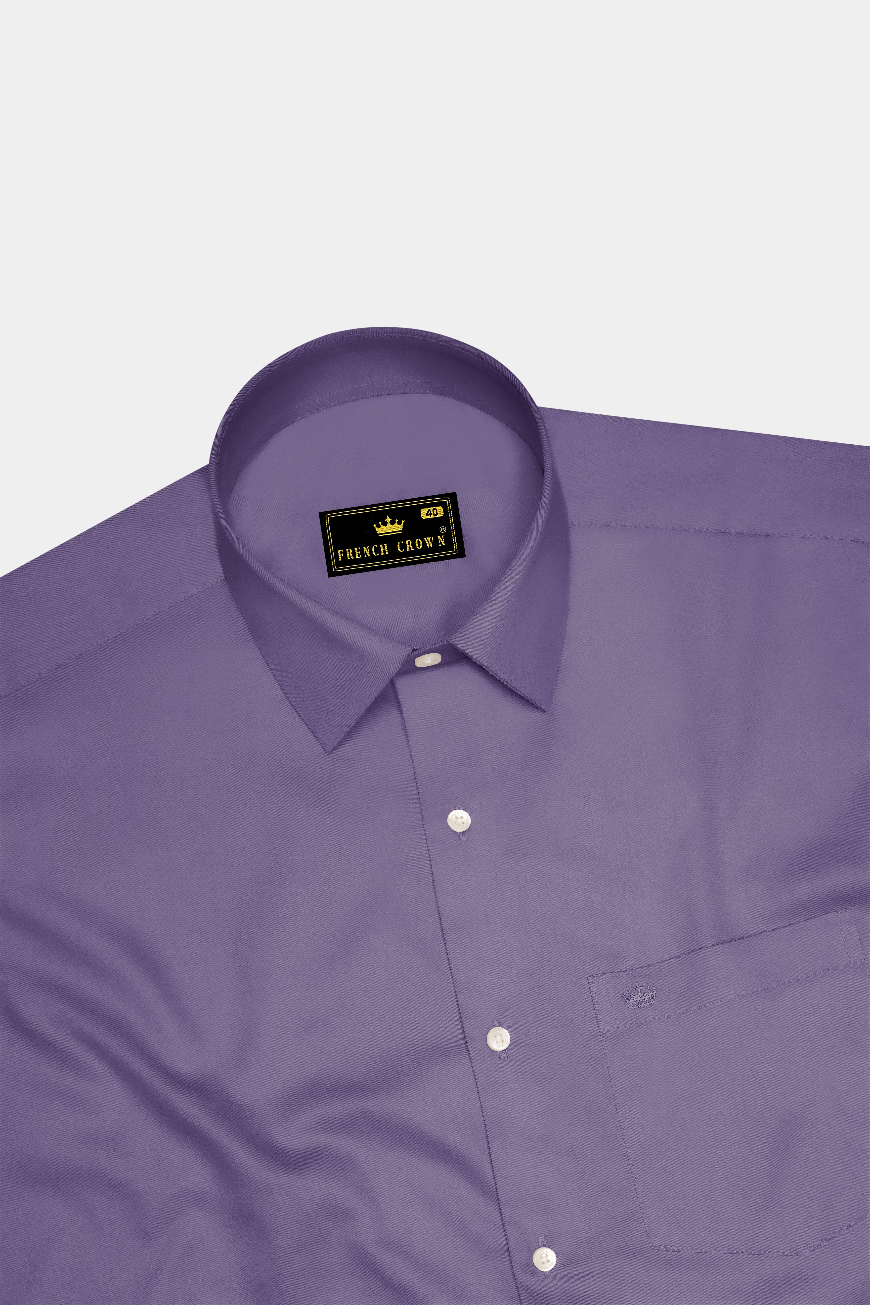 Violoro-Mobster Purple Plain Solid Formal Premium Cotton Shirt For Men