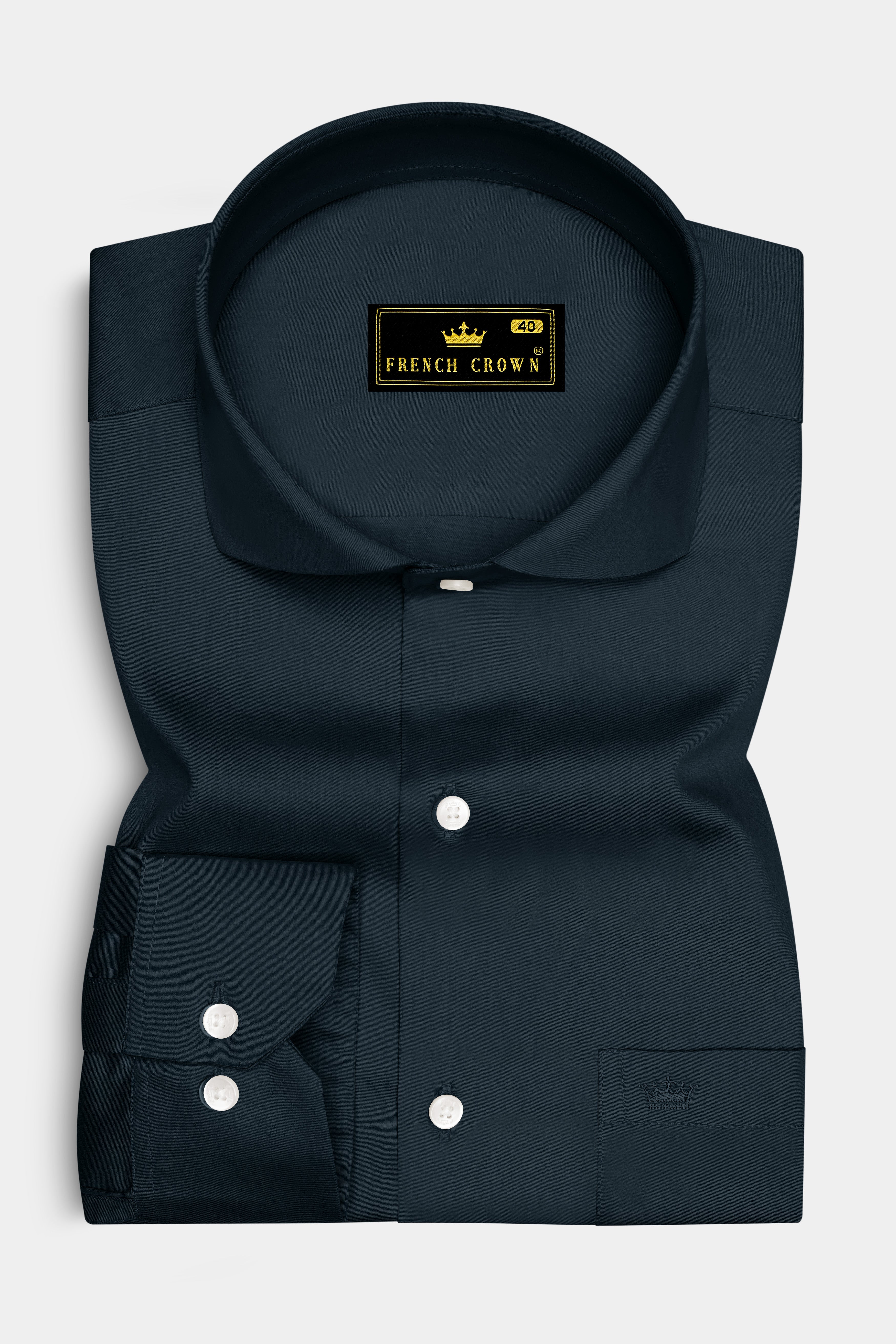 Palzen-Arsenic Gray Subtle Sheen Super Soft Premium Cotton Cut Away Collar Dress Shirt