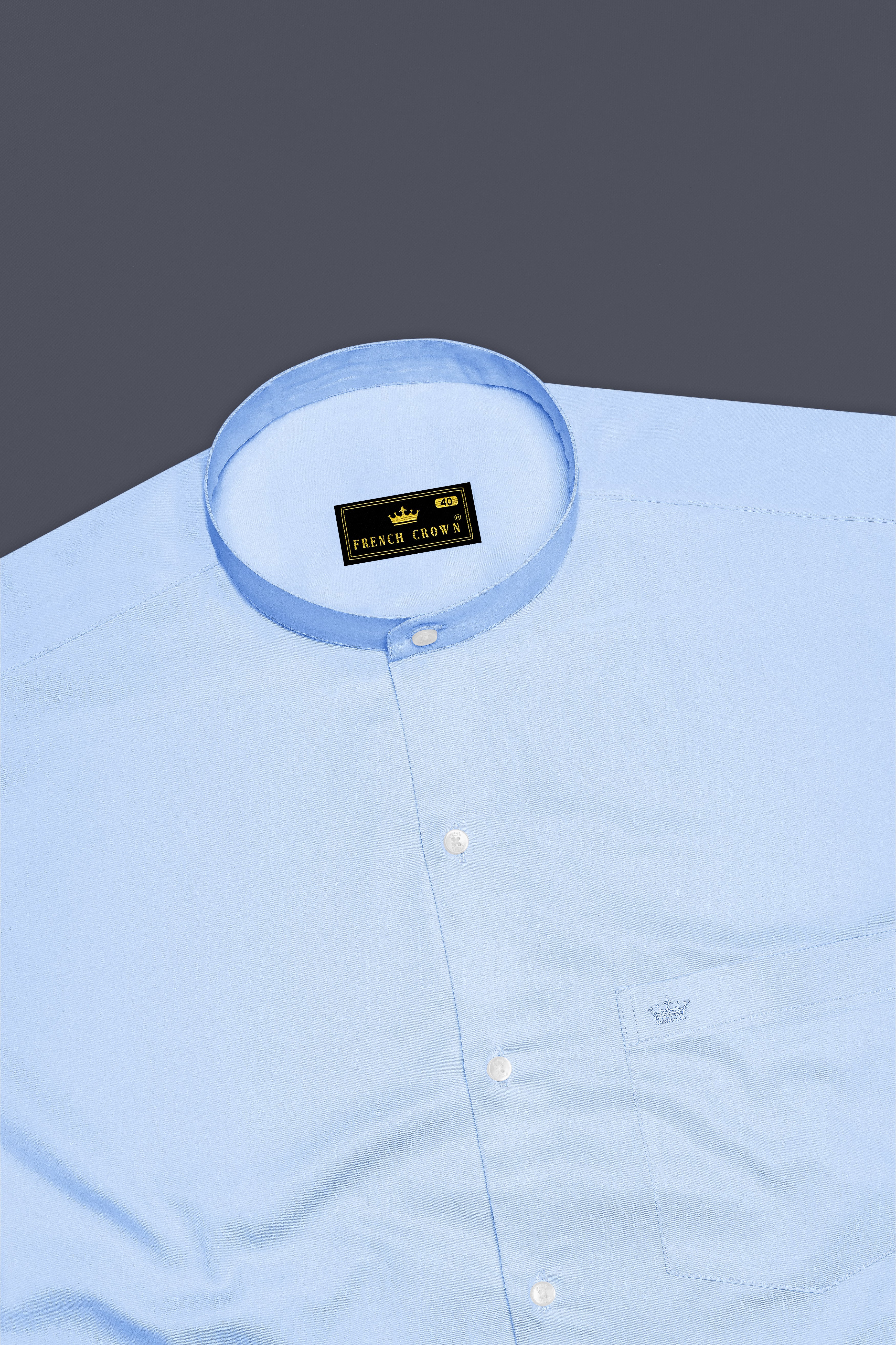 Argento-Steel Blue Subtle Sheen Super Soft Premium Cotton Mandarin Dress Shirt 14223-M-38, 14223-M-H-38, 14223-M-39, 14223-M-H-39, 14223-M-40, 14223-M-H-40, 14223-M-42, 14223-M-H-42, 14223-M-44, 14223-M-H-44, 14223-M-46, 14223-M-H-46, 14223-M-48, 14223-M-H-48, 14223-M-50, 14223-M-H-50, 14223-M-52, 14223-M-H-52