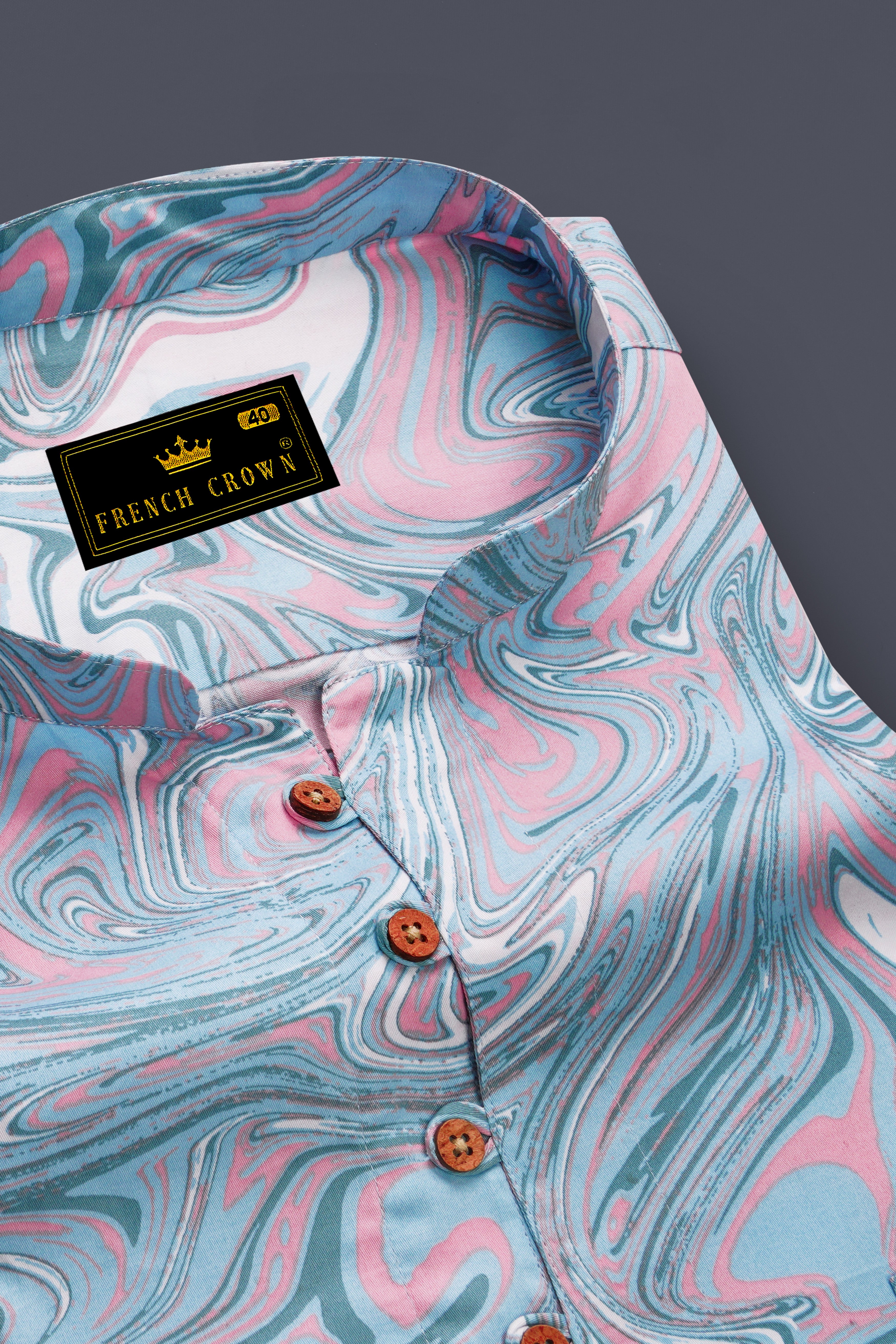 Swiroro-Horizon Blue And Blossom Pink Marble Swirl Printed Subtle Sheen Super Soft Premium Cotton Casual Kurta Shirt 14236-KS-38, 14236-KS-H-38, 14236-KS-39, 14236-KS-H-39, 14236-KS-40, 14236-KS-H-40, 14236-KS-42, 14236-KS-H-42, 14236-KS-44, 14236-KS-H-44, 14236-KS-46, 14236-KS-H-46, 14236-KS-48, 14236-KS-H-48, 14236-KS-50, 14236-KS-H-50, 14236-KS-52, 14236-KS-H-52