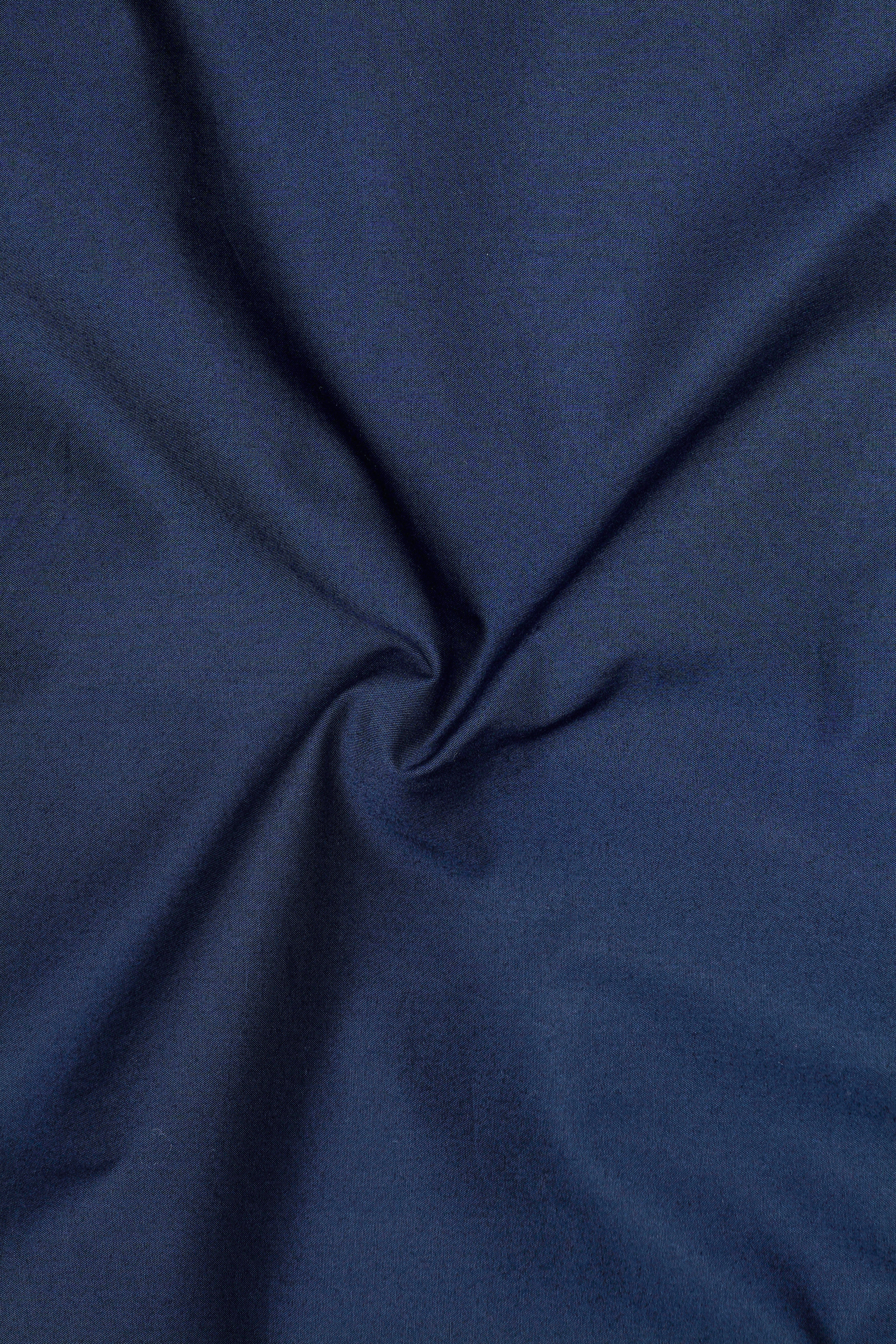 Aurenav-Navy Blue Subtle Sheen Super Soft Premium Cotton Casual Kurta Shirt