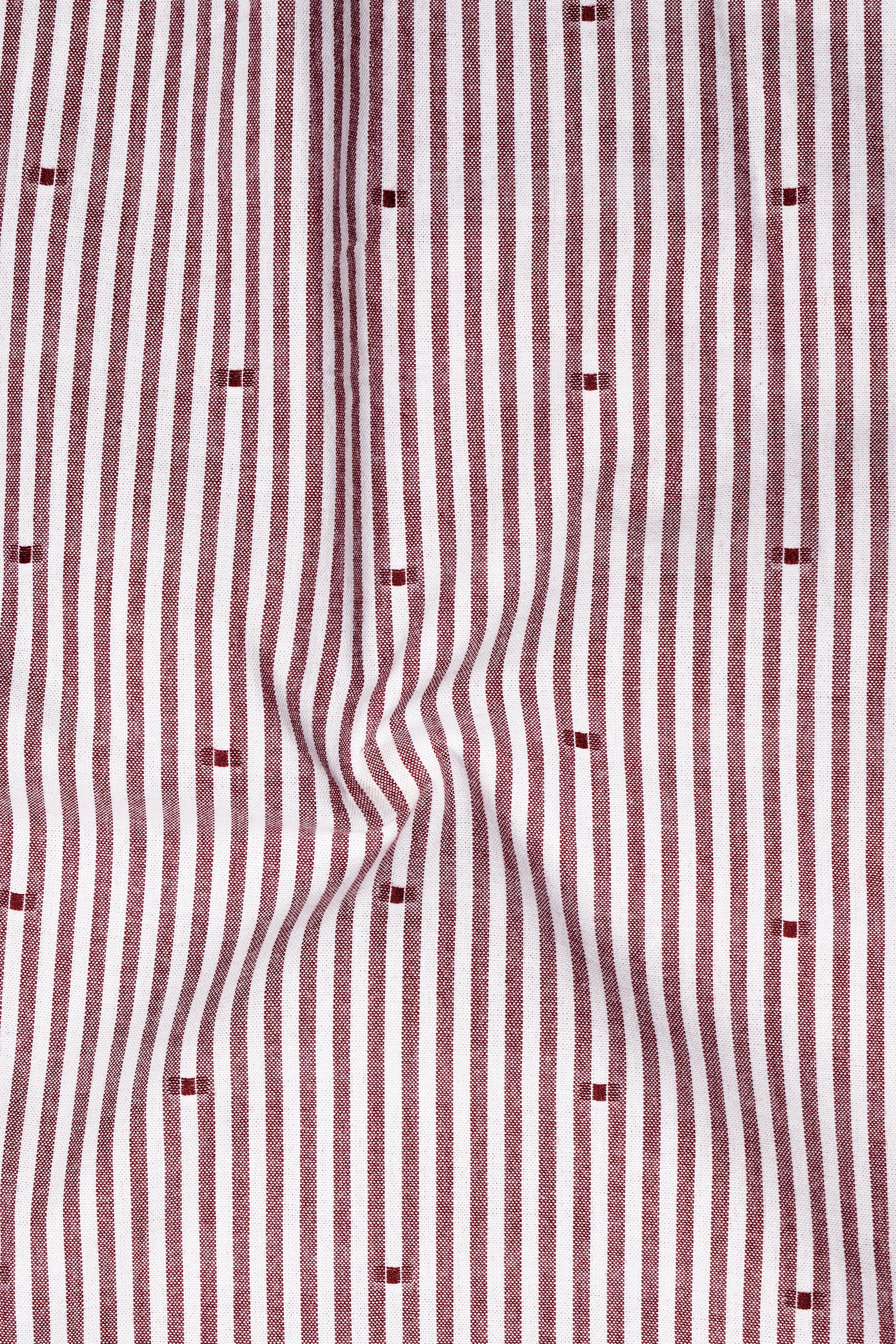 Scarvoro-Congo Red And Bright White Striped Dobby Premium Giza Cotton Dress Shirt